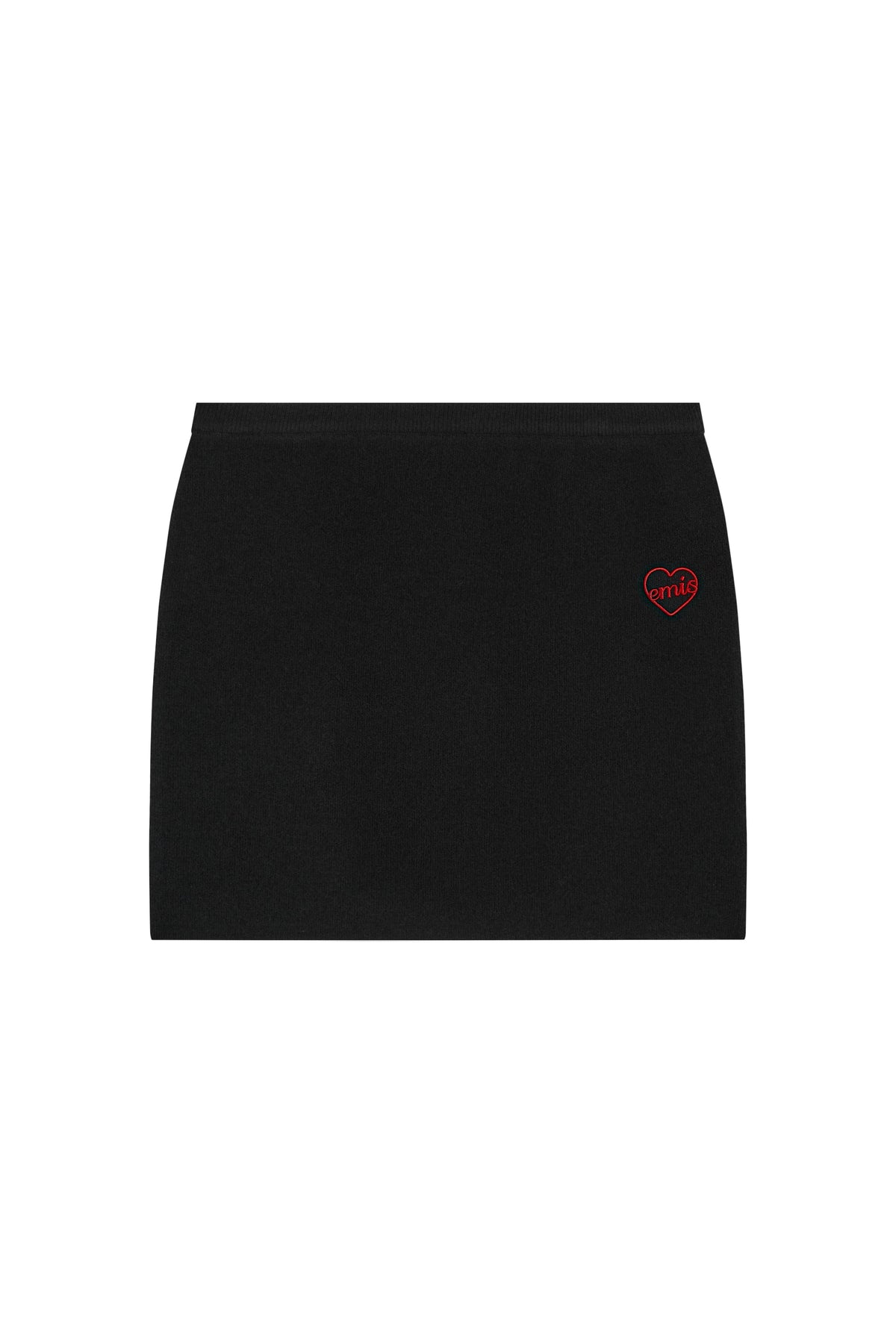 Emis Heart Knit Skirt-Black