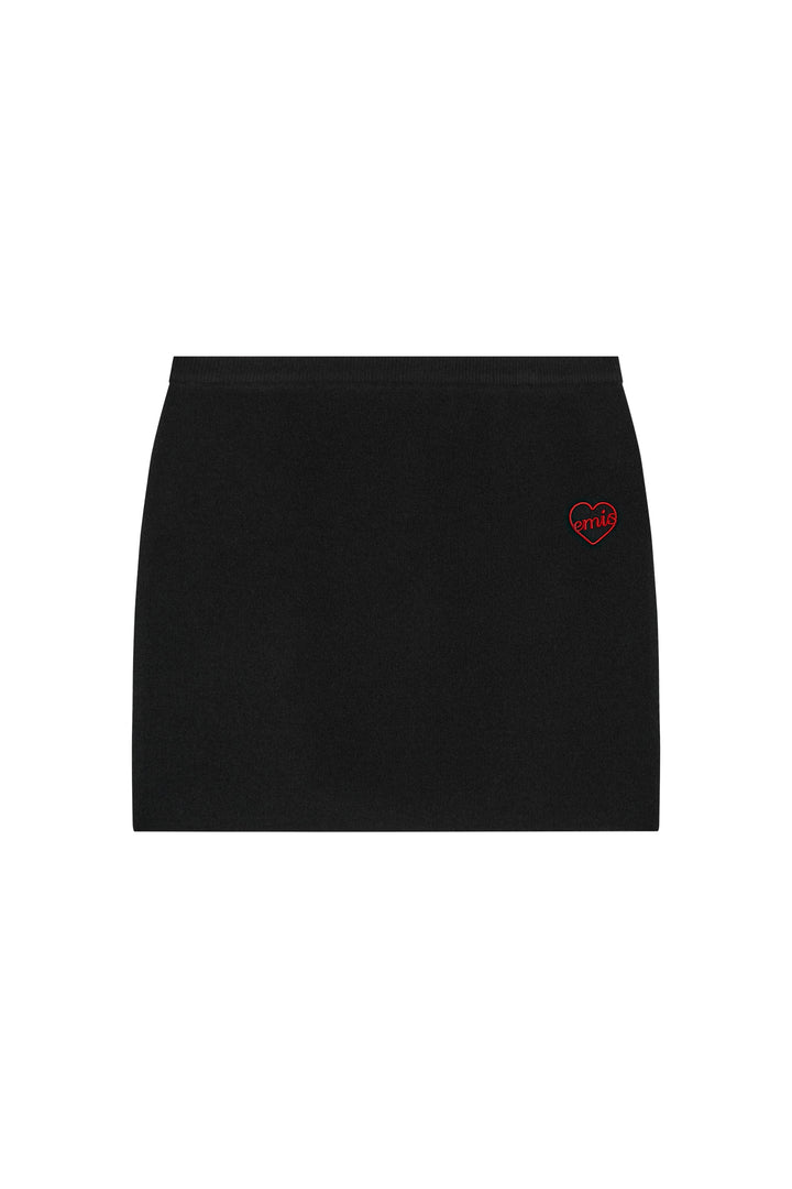 EMIS Heart Knit Skirt-Black