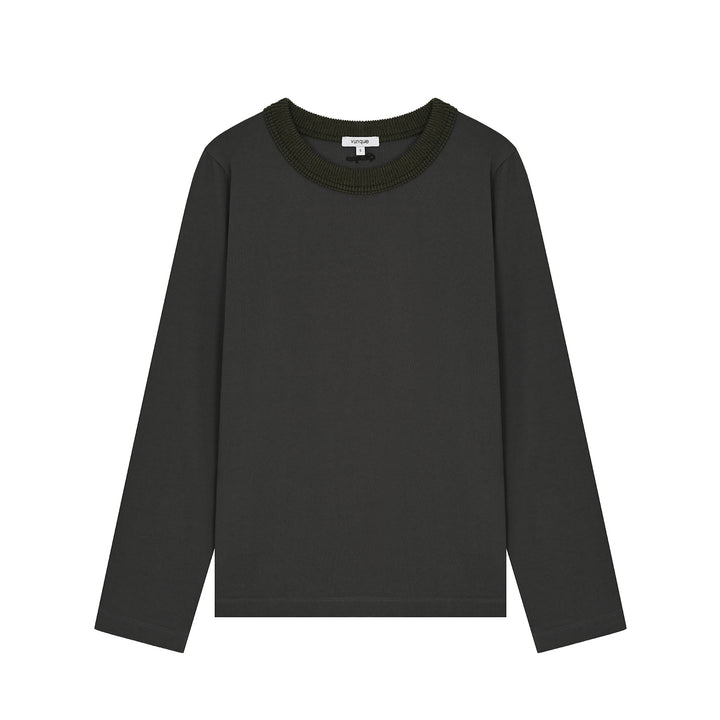 Vunque Knit Cuff Long Sleeves T-shirt Grey