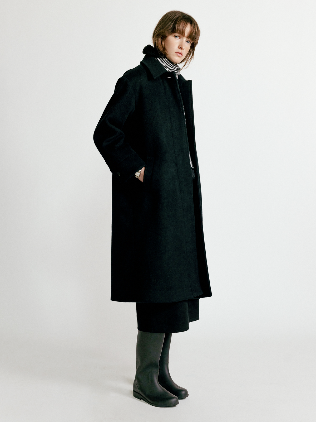 Nothing Written Papa single-breasted coat (Black)