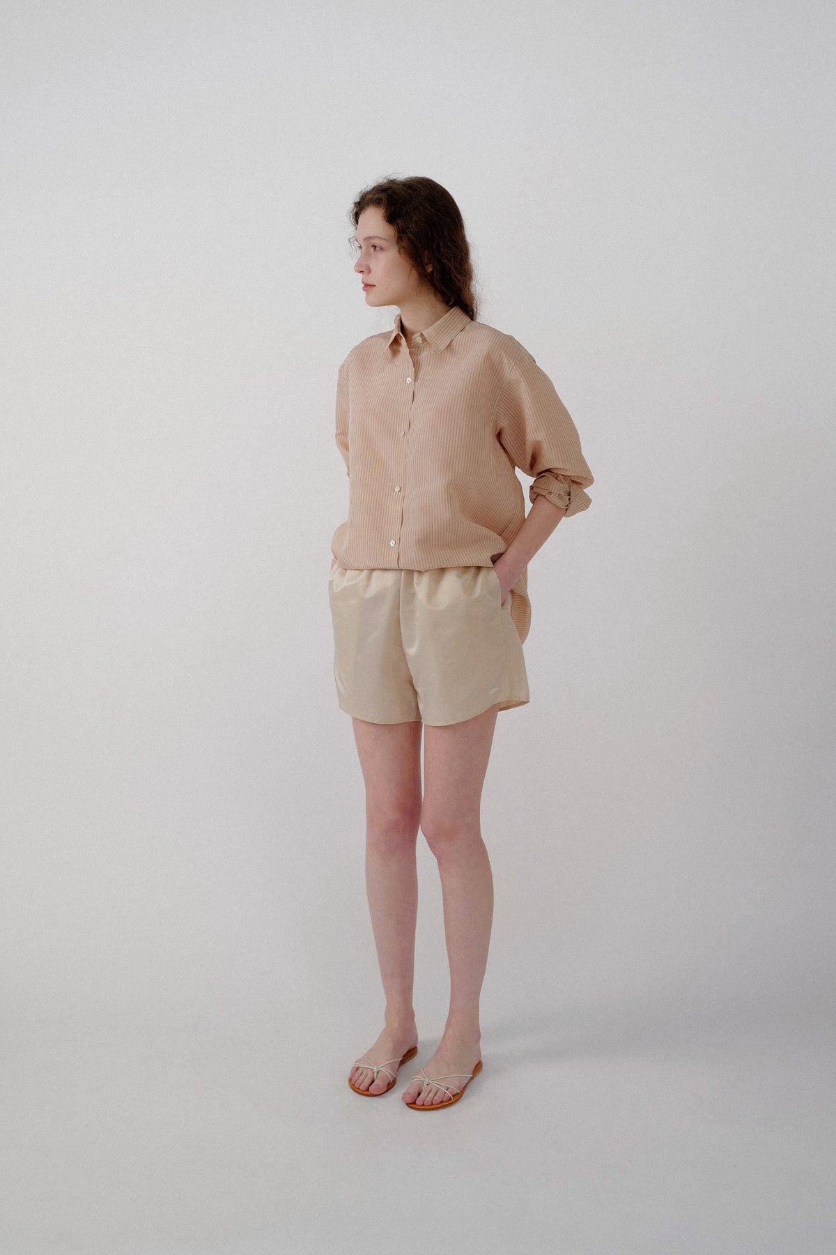 Nothing Written Oli classic stripe shirt (Beige pink)