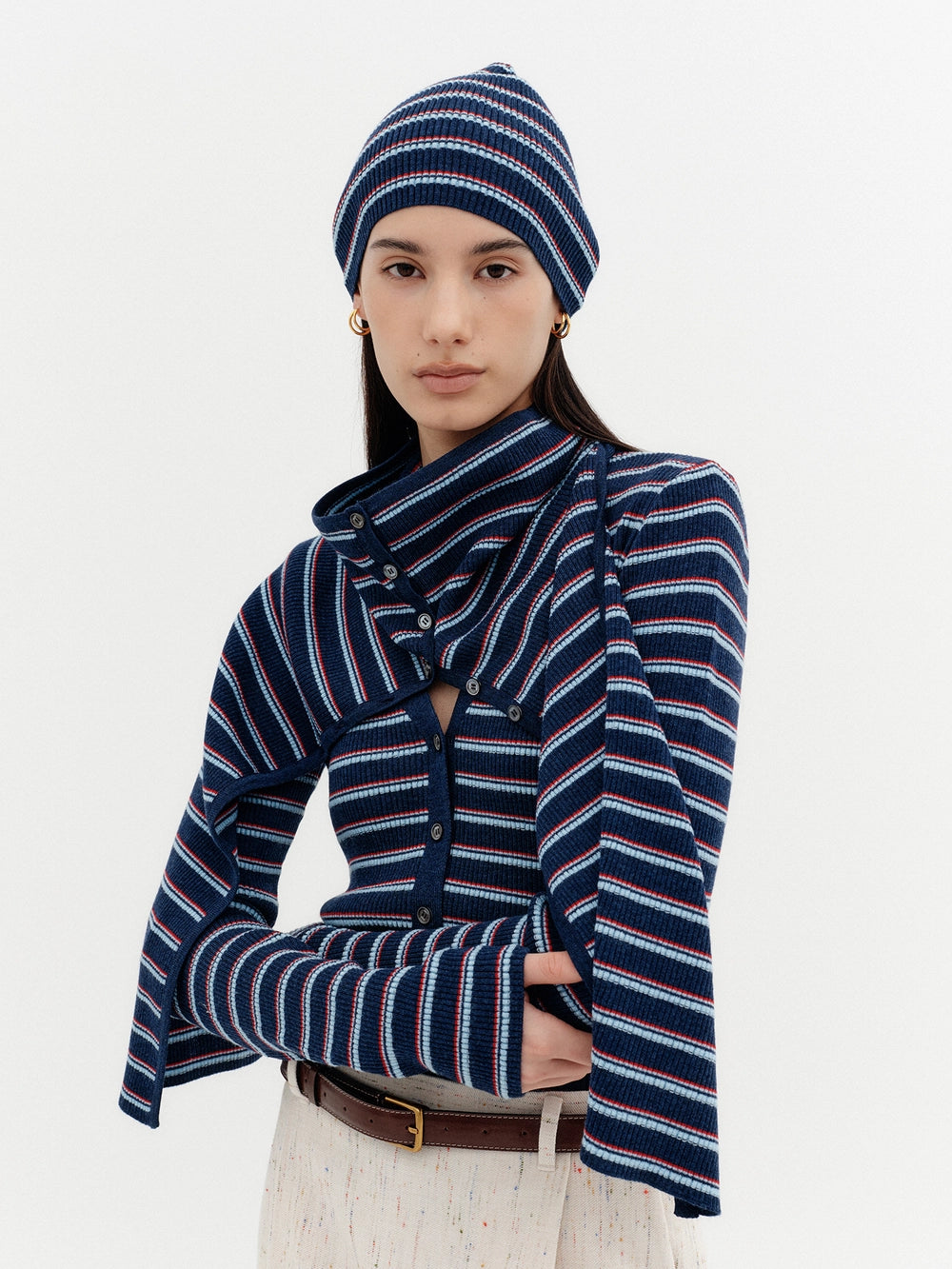 EENK Striped Knit Beanie - Navy