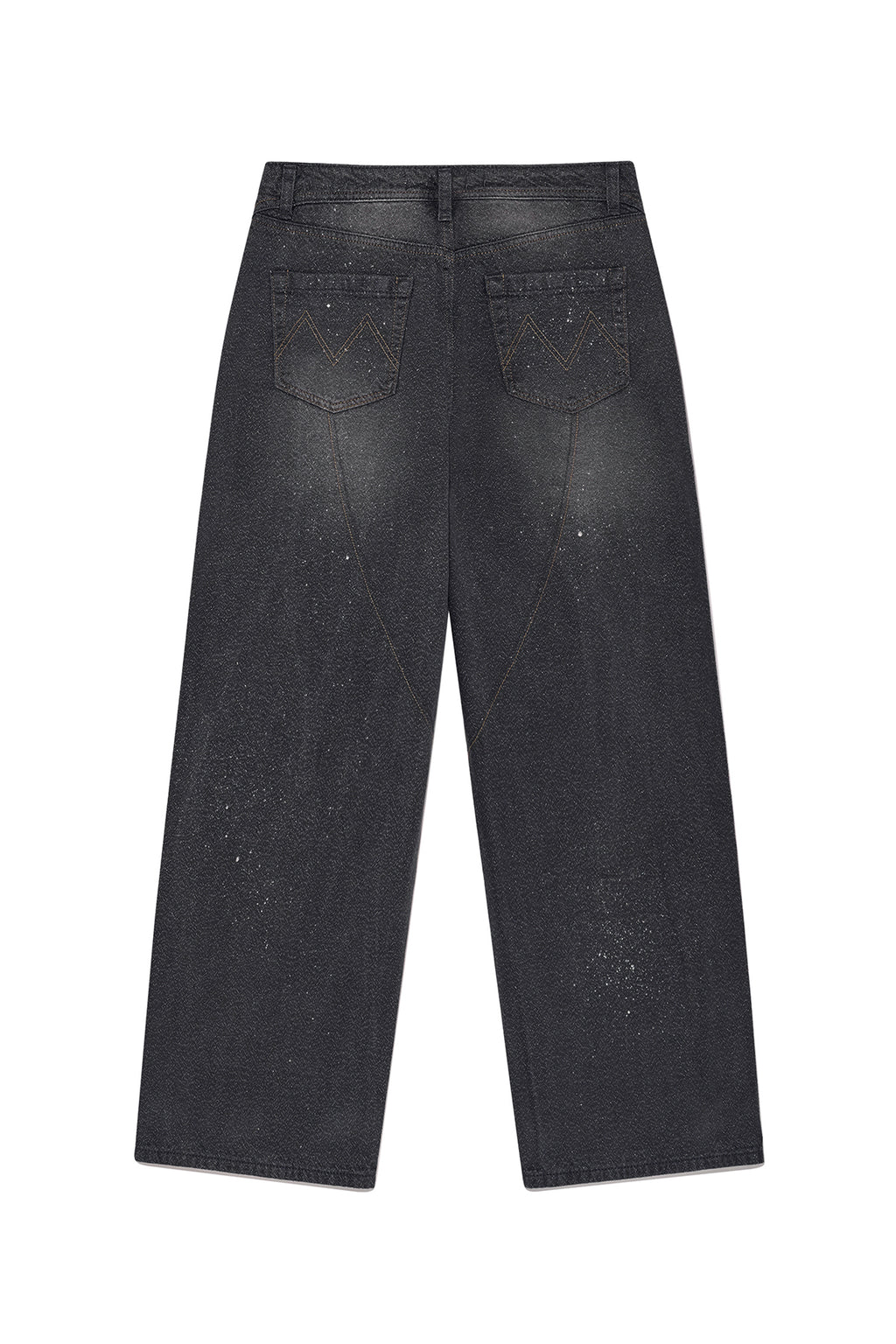 [matinkim] BACK LINE POINT SOFT SHINY DENIM PANTS IN NAVY