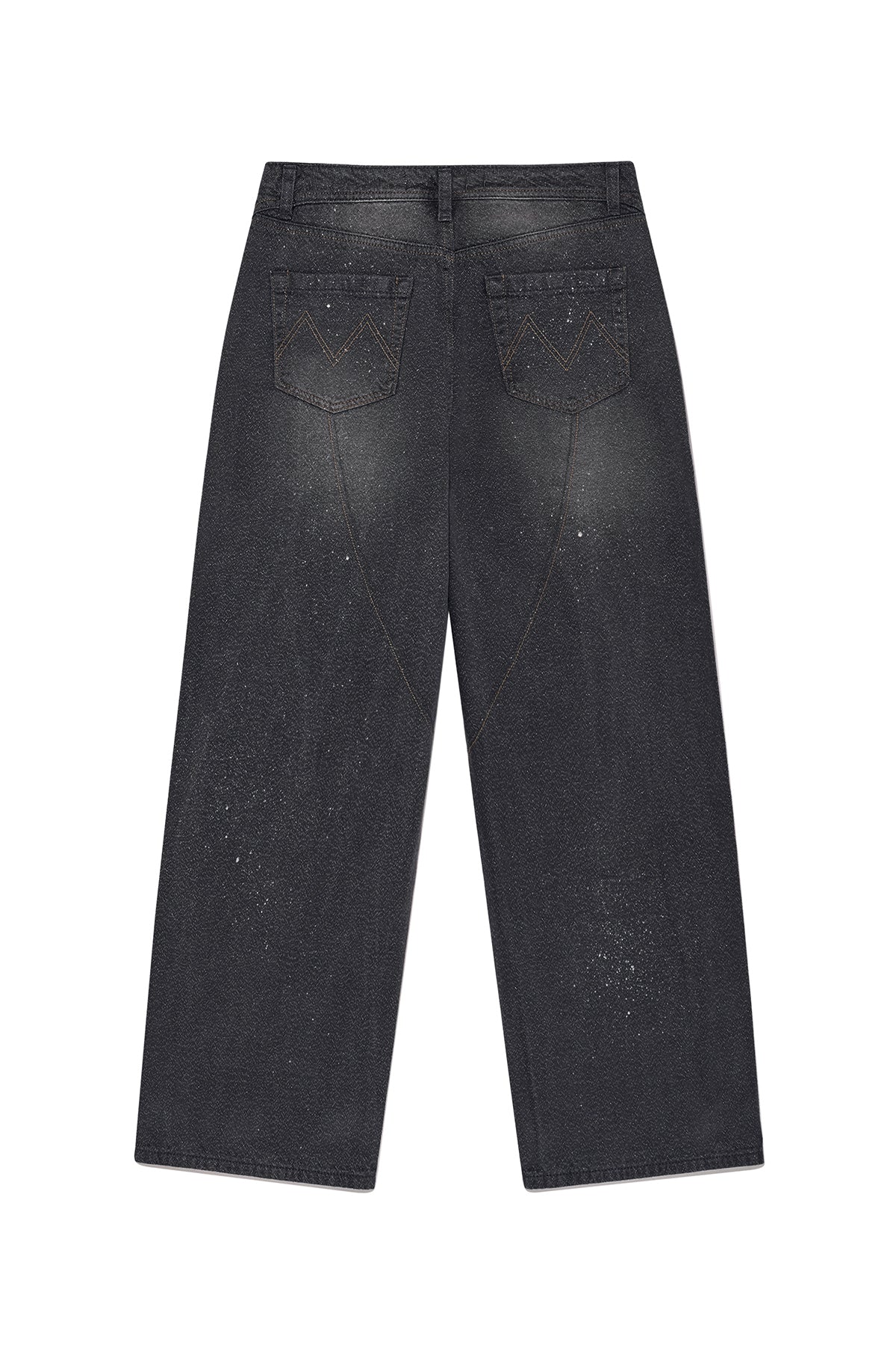 [matinkim] BACK LINE POINT SOFT SHINY DENIM PANTS IN NAVY