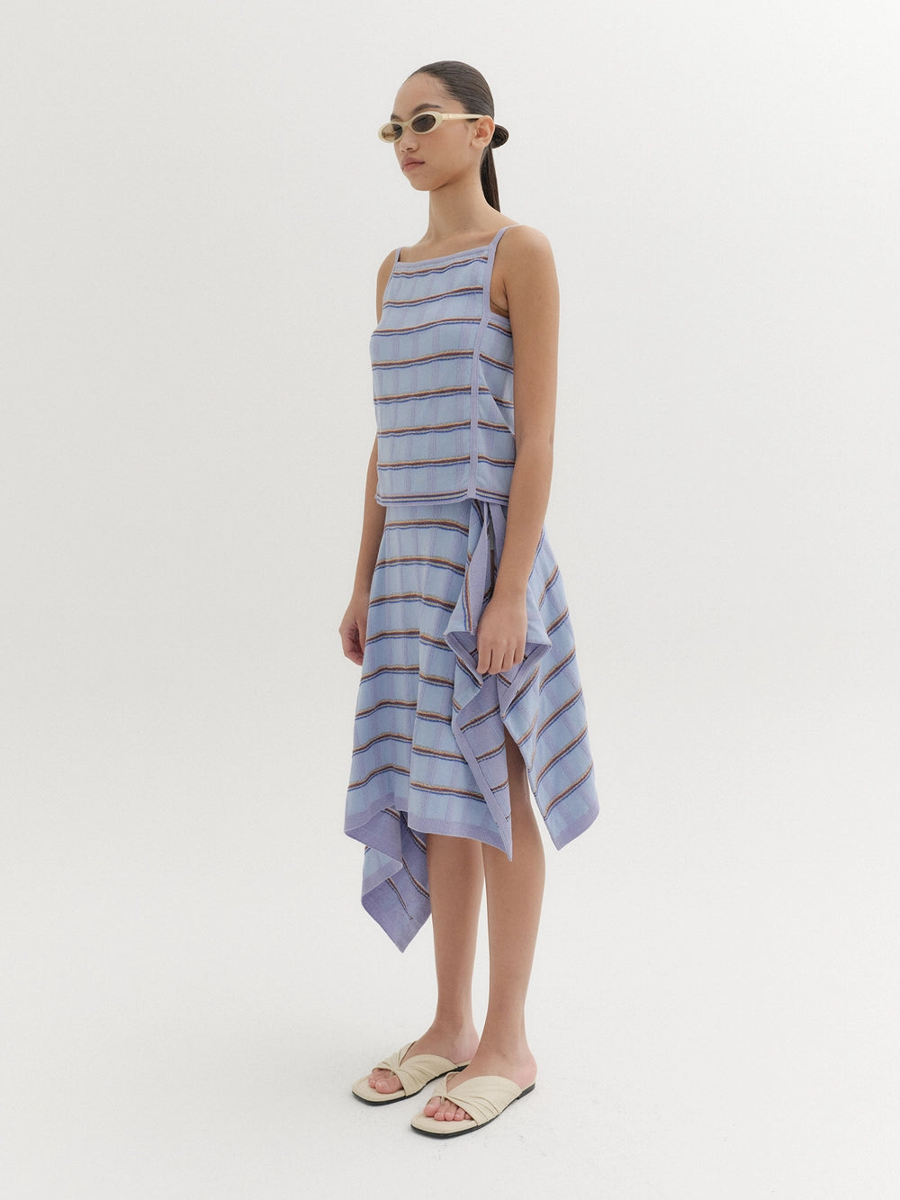 EENK Multi Stripe Knitwear Top - Sky Blue