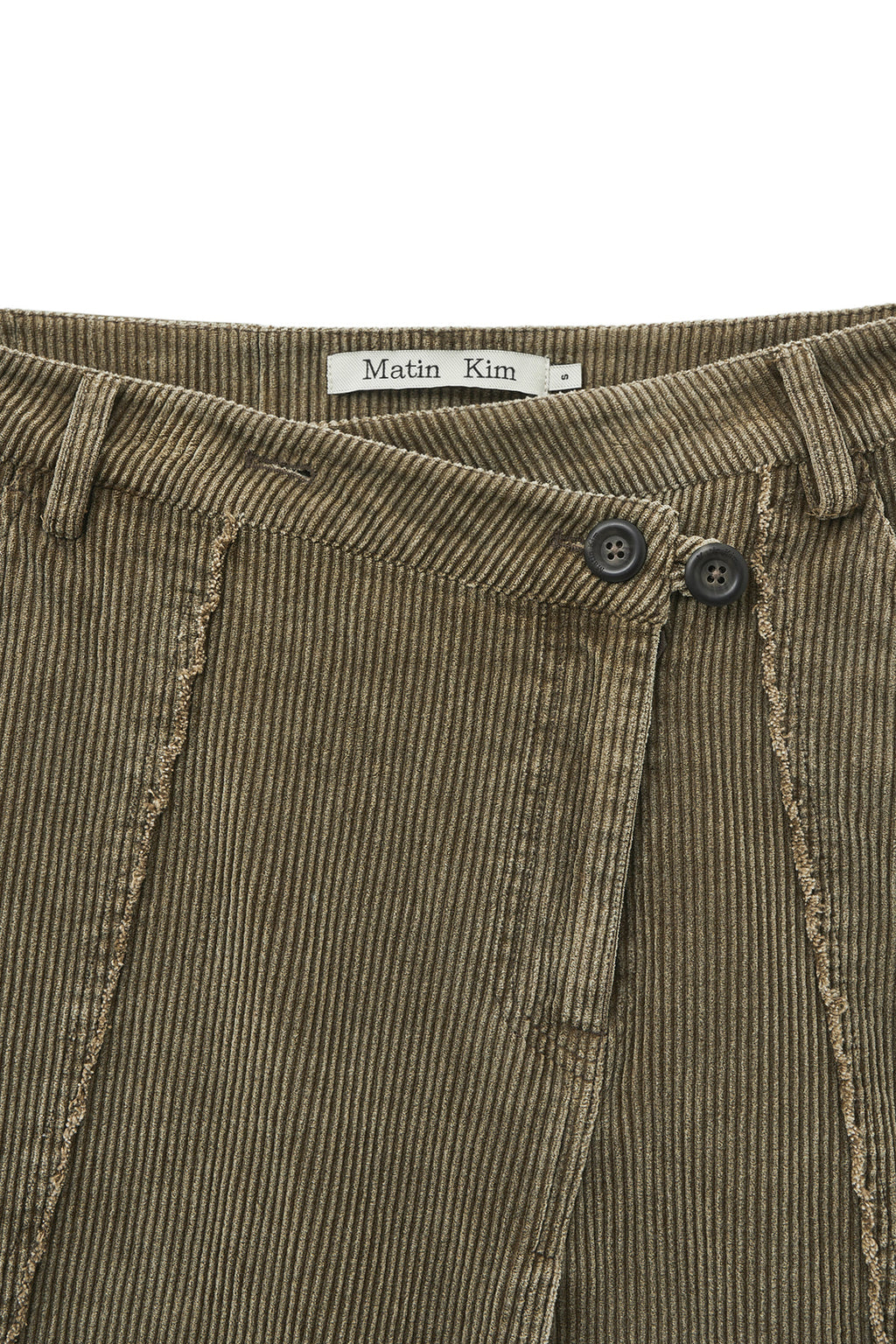Matinkim Washed Corduroy Wrap Skirt IN Khaki
