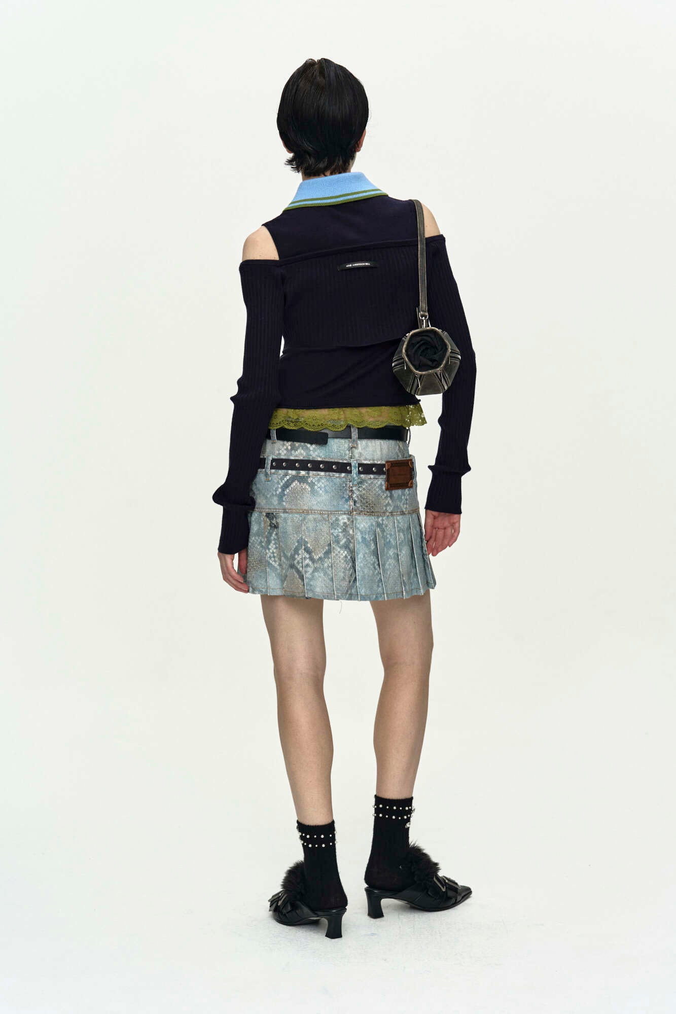 Andersson Bell Python Fade Denim Printed Skirt