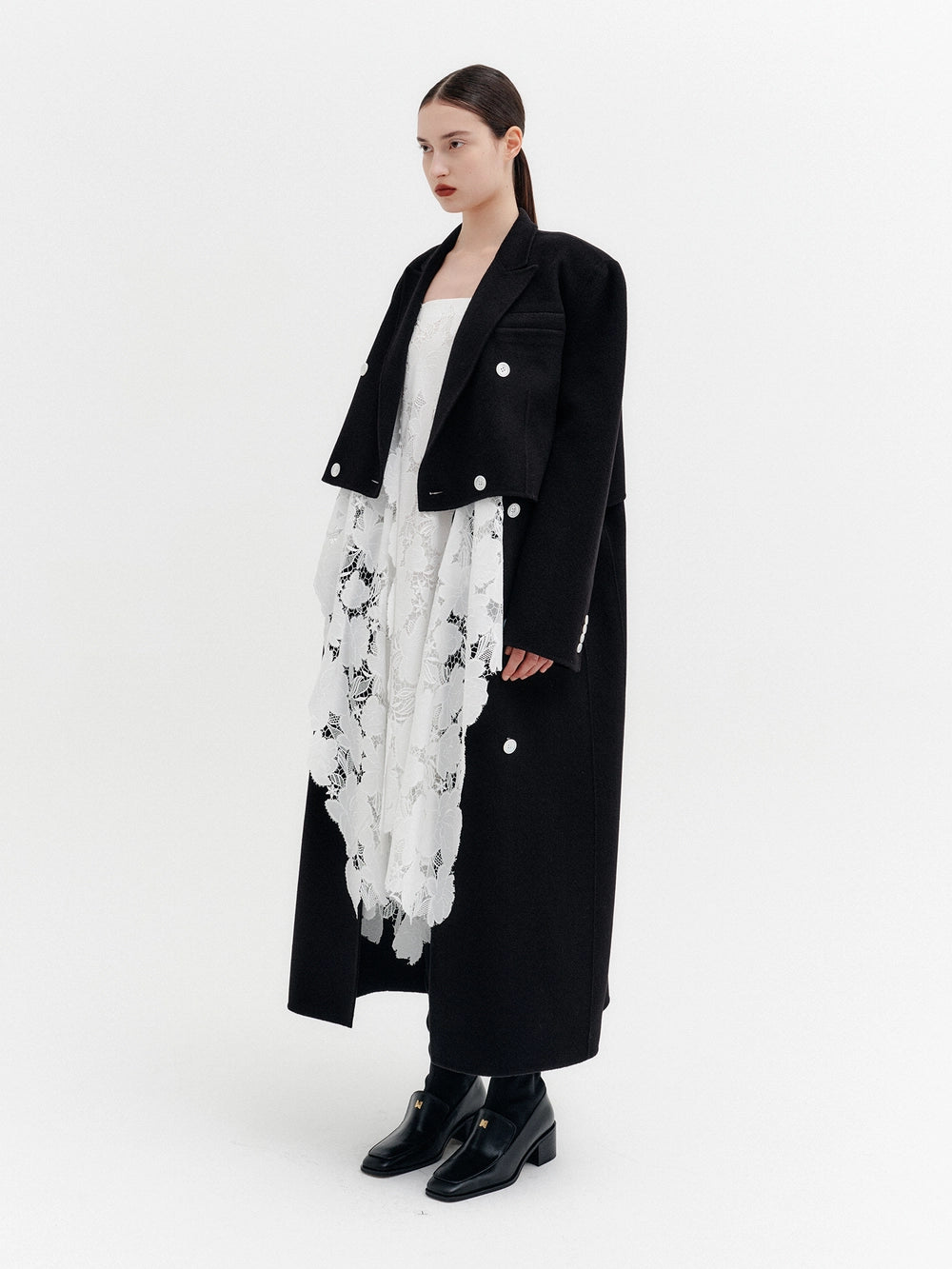 EENK Convertible Double Breasted Coat - Black