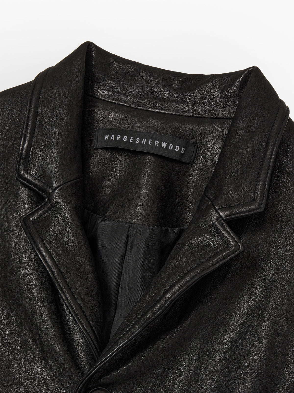 Margesherwood Washed Leather Fitted Jacket black
