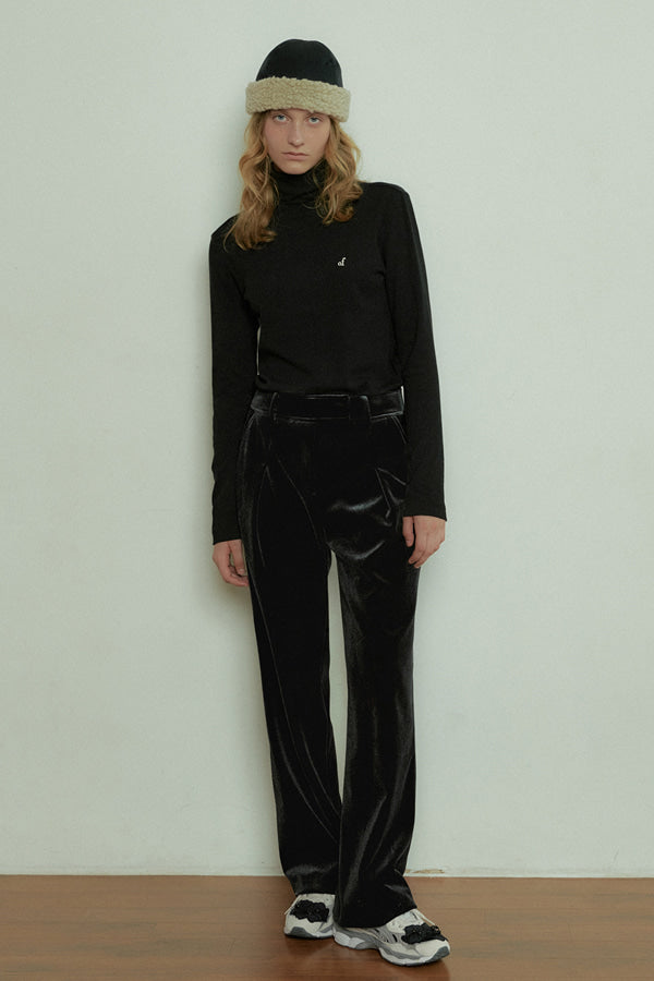 Overdueflair Velvet Low Wide Pants Black