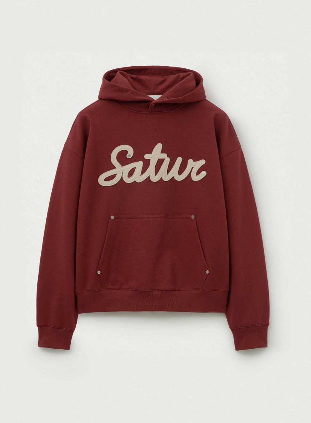 [satur] Lugo Applique Rivet Hoodie - Burgundy