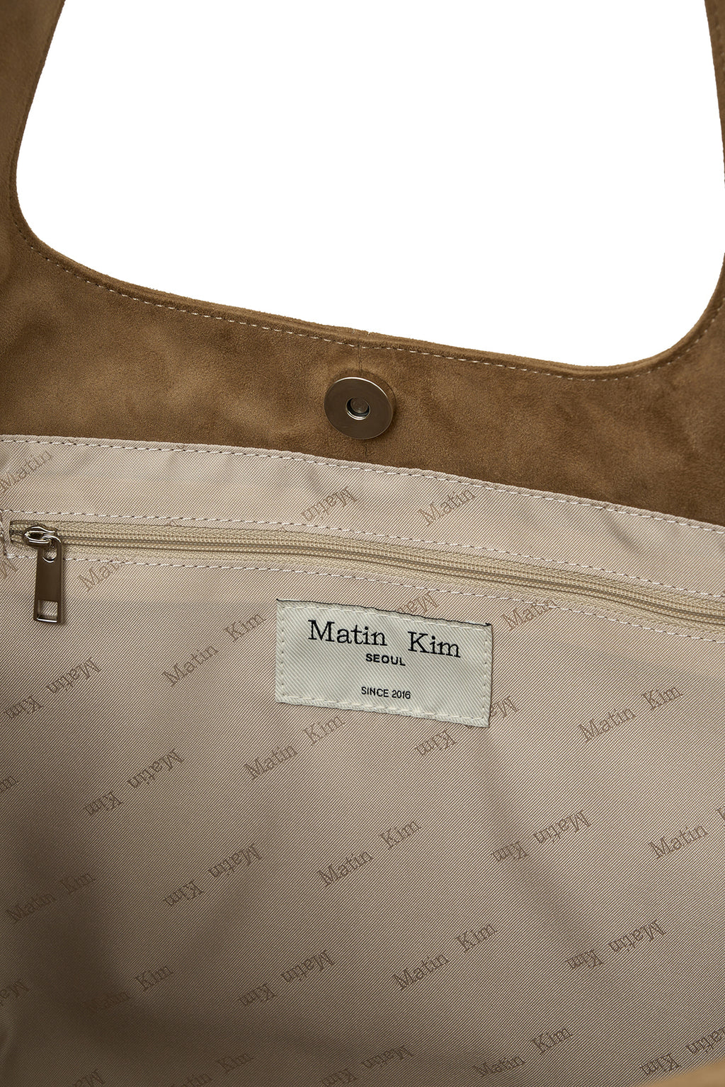 Matinkim Side String Suede Big Shoulder Bag IN Beige