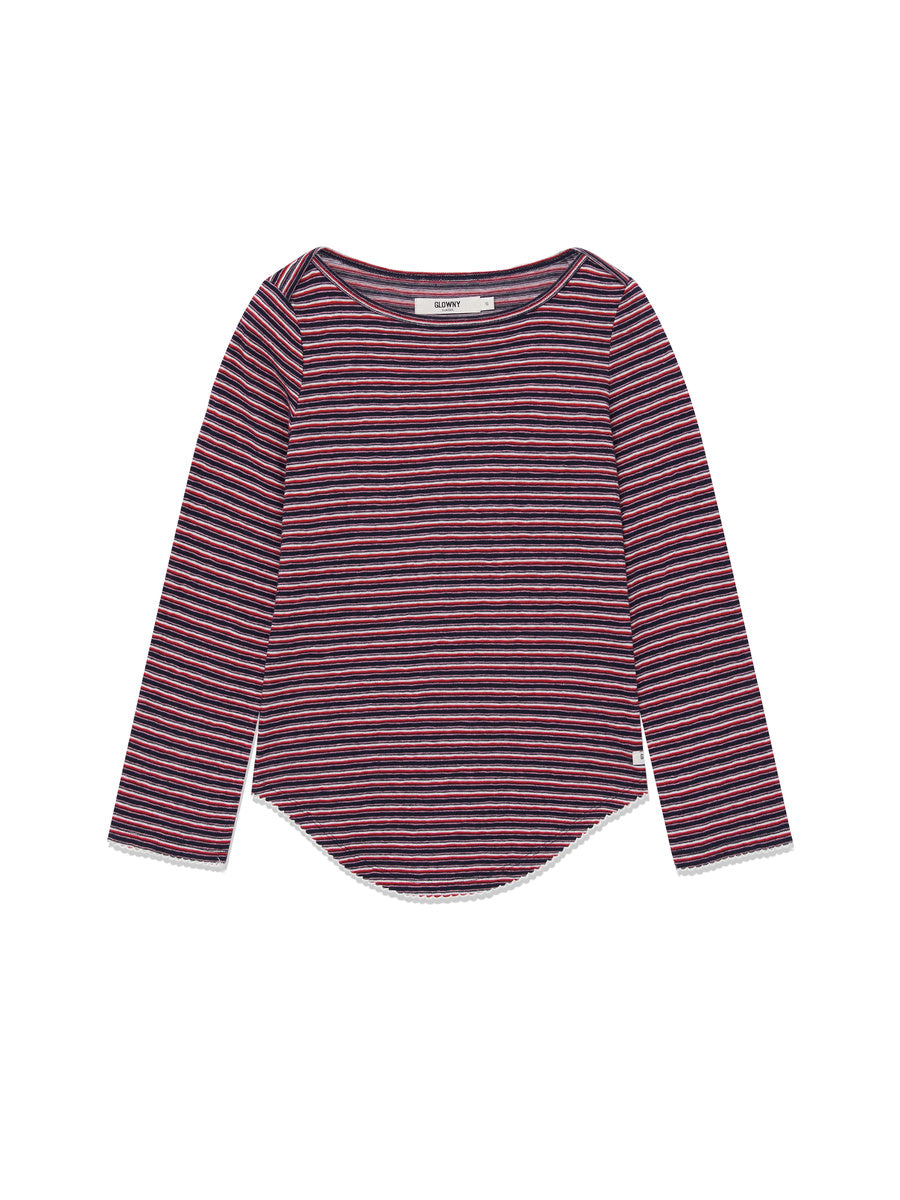GLOWNY 3/4 Soft Wave Tee (Pink Stripe)
