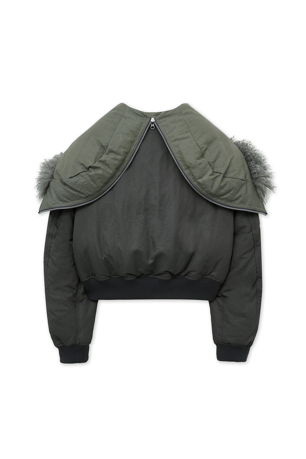 Matinkim Fur Hoody Bomber Down Jumper IN Dark Grey