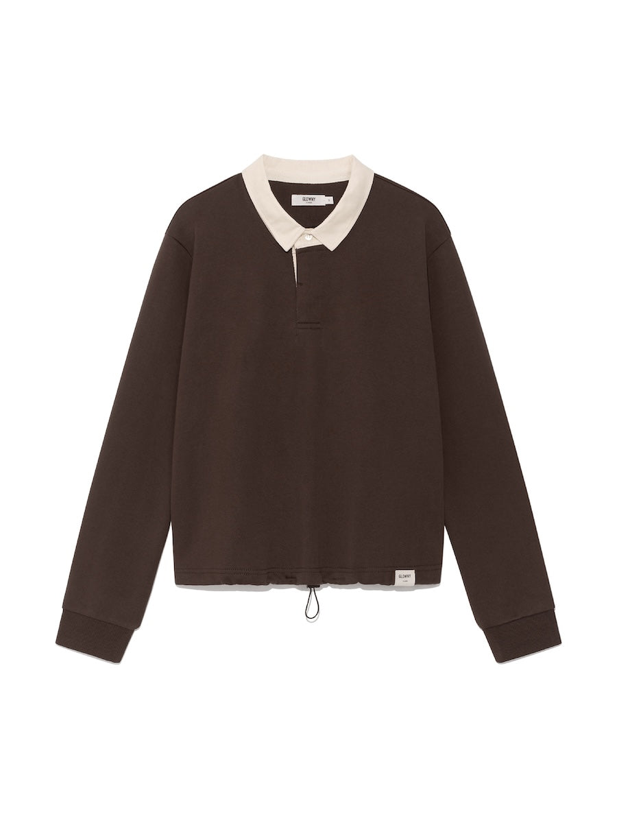 GLOWNY G Contrast Polo Long Sleeve (Brown)