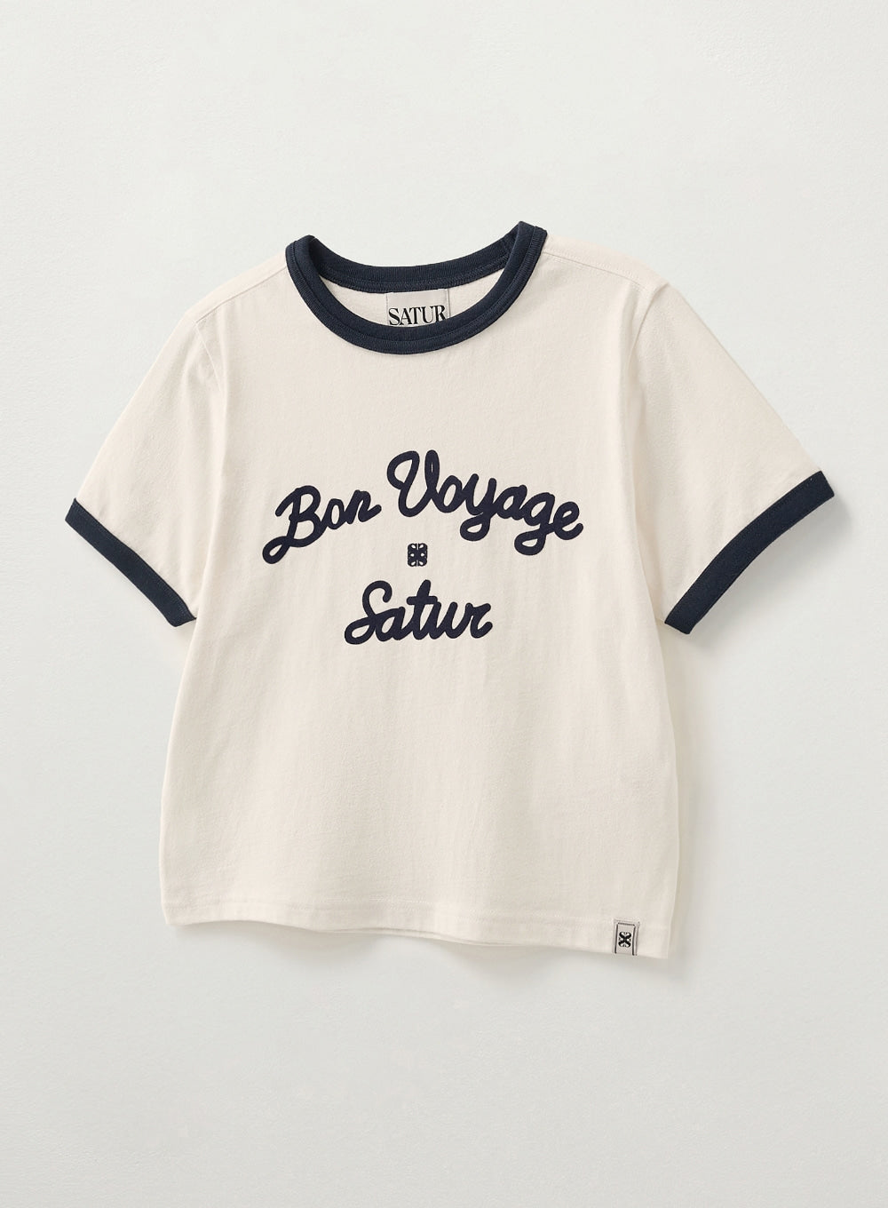 [satur] (W) Bon Voyage Ringer T-Shirt - Cream Navy