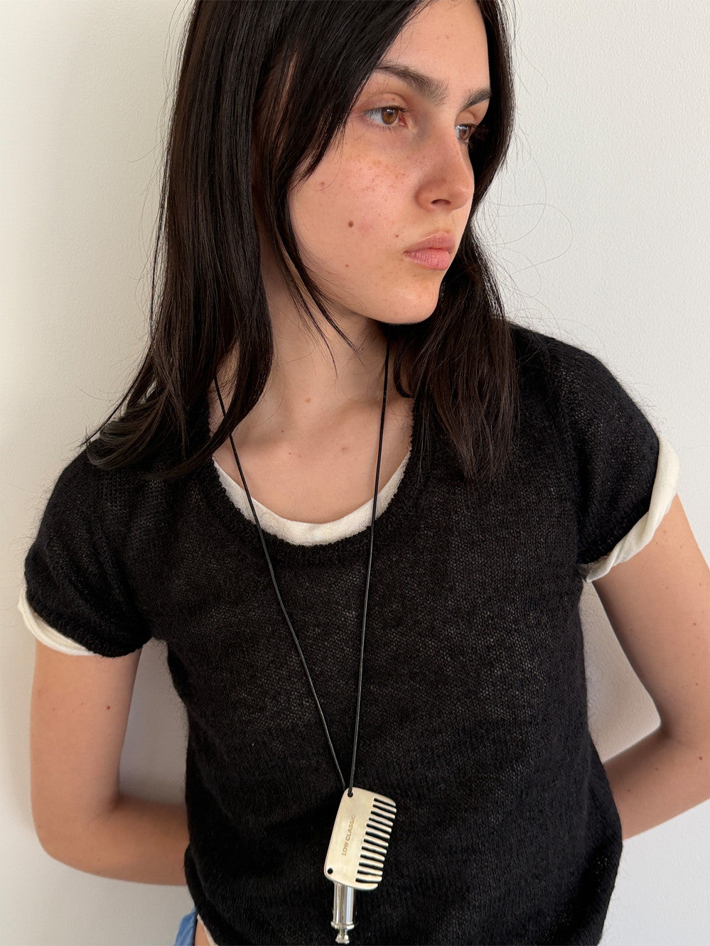 Low Classic Short Sleeve Knit Top Black