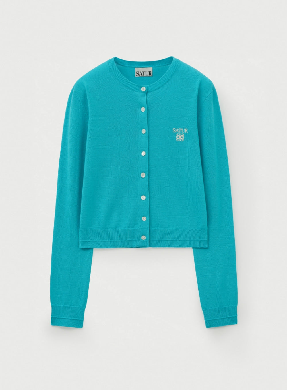 [satur] (W) Loren Basic Crew Neck Fine Cardigan - Blue