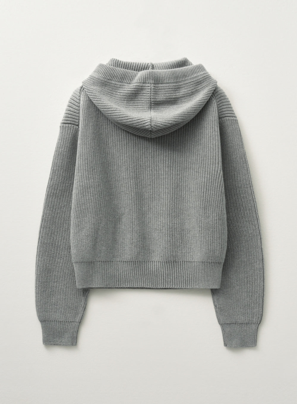[satur] (W) Applique Logo Cashmere Blend Hood Knit - Melange Gray
