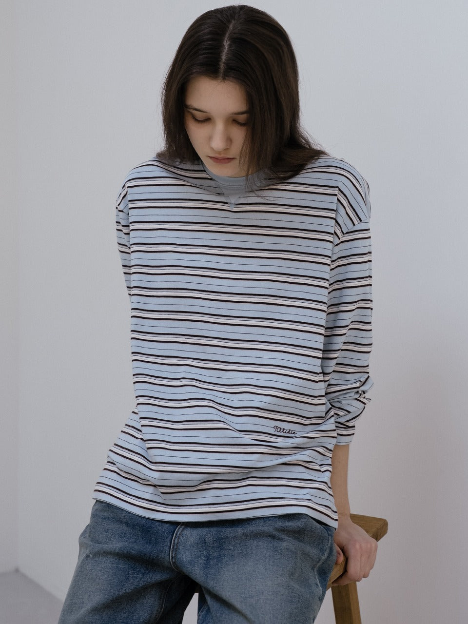 Tillidie V-gusset stripe t-shirt Sky blue
