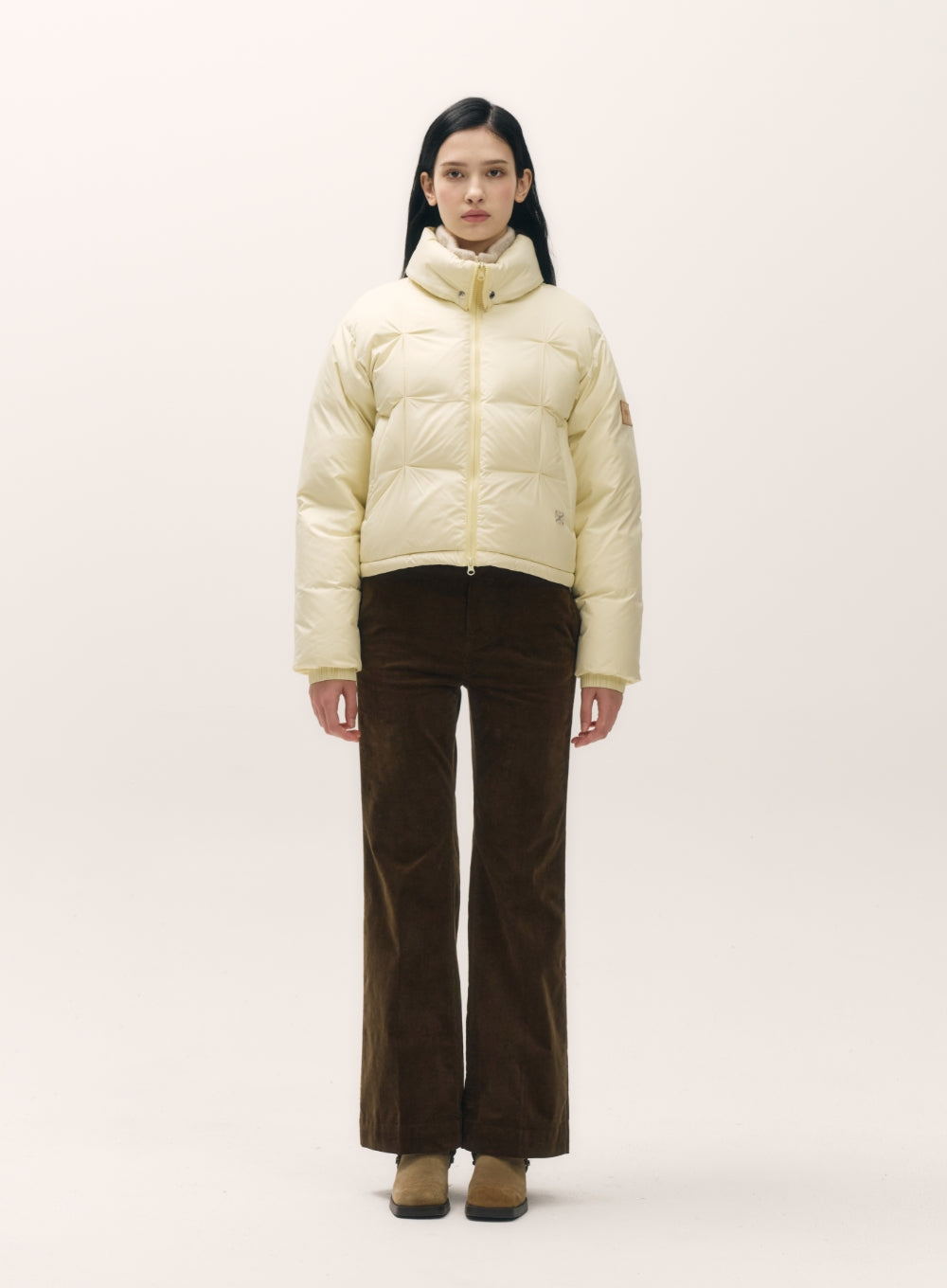 [satur] (W) Orta 2-Way Collar Duck Down Padding - Butter Cream