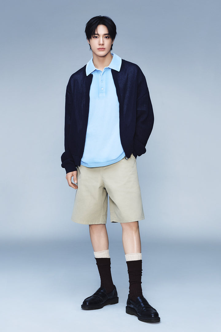 Matinkim Curved Seam Bermuda Pants For Men IN Beige