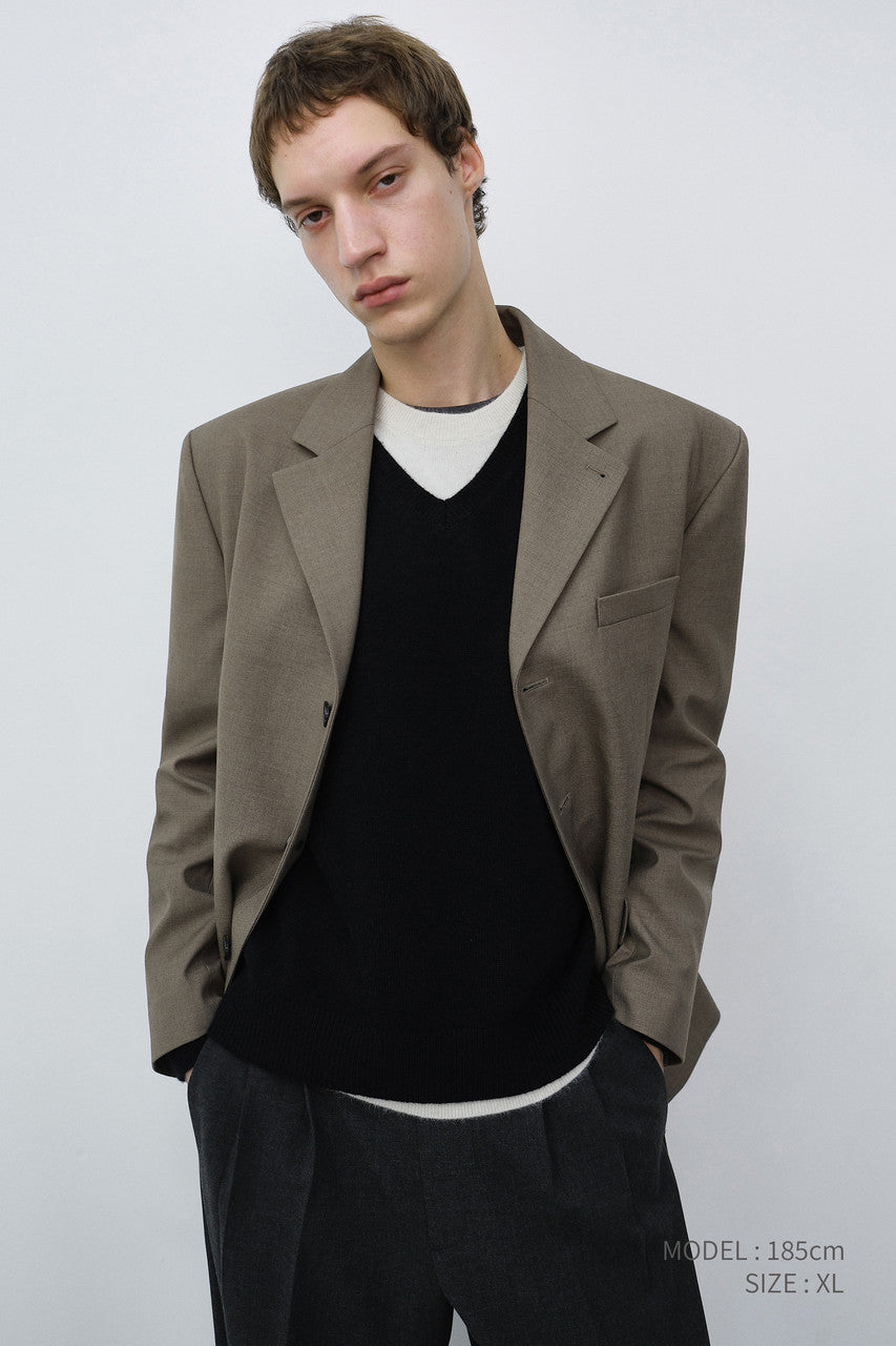 Dunst Unisex Classic 3 Button Wool Blazer Khaki Beige