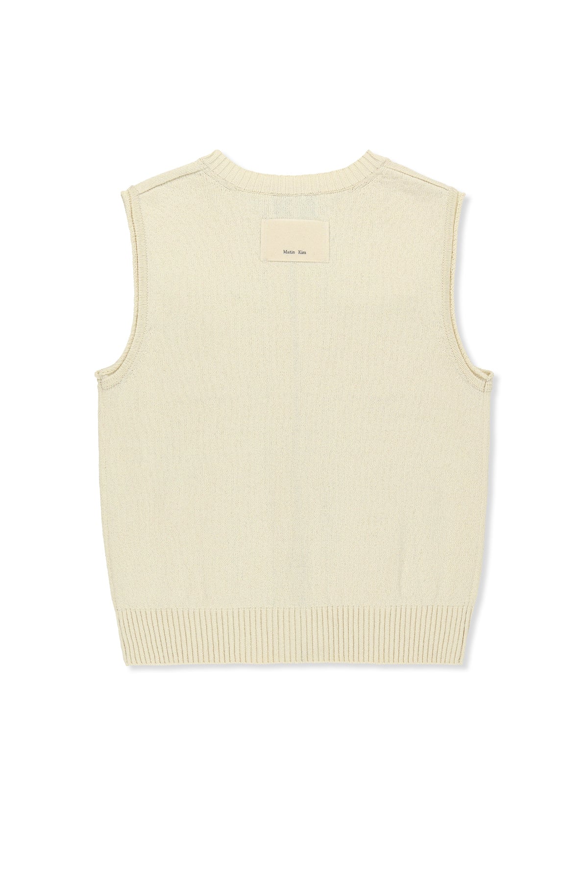 [matinkim] Pocket Washed Knit Vest IN Light Beige