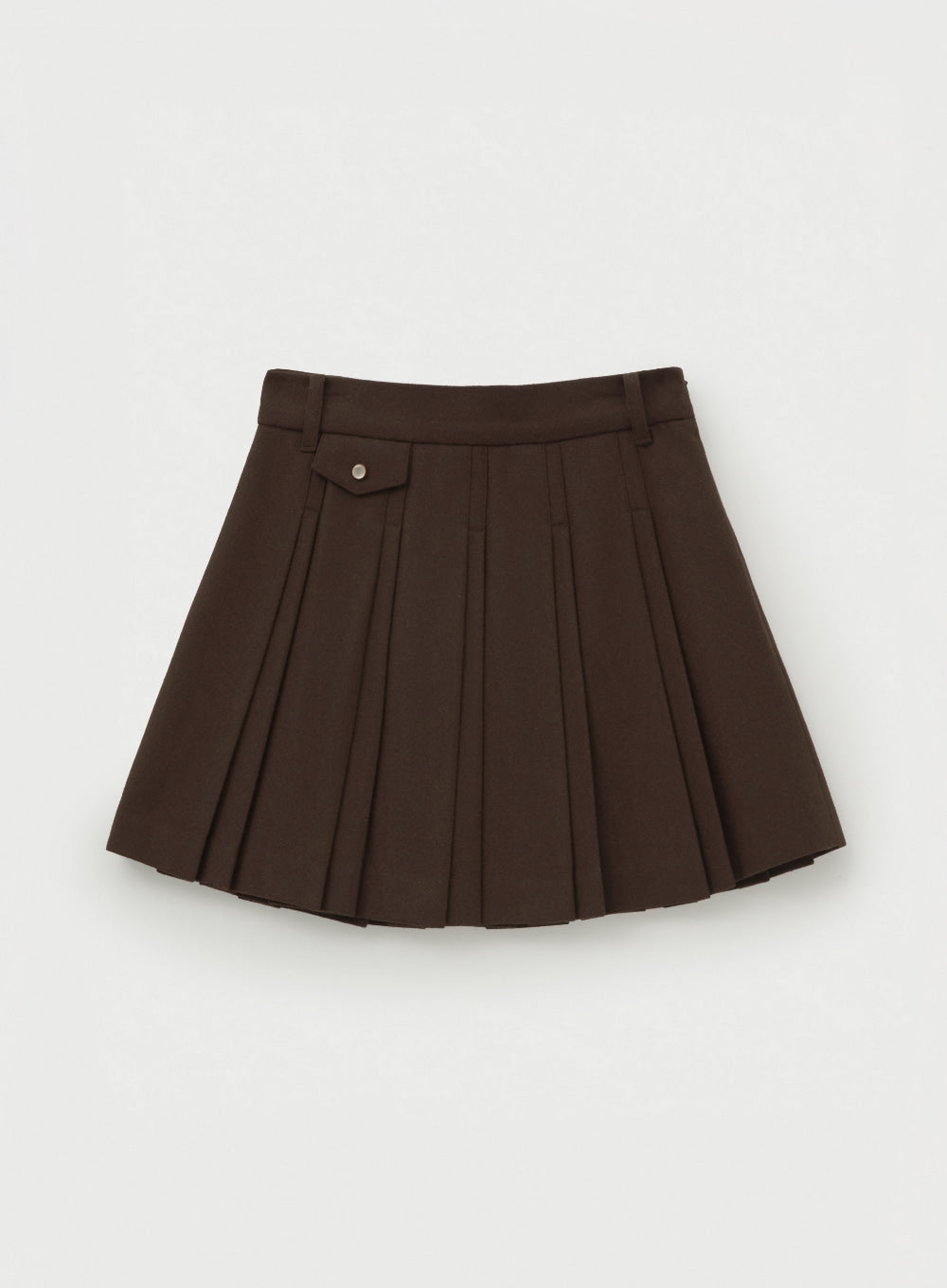 [satur] (W) Wool Blend Pleats Mini Skirt - Dark Brown