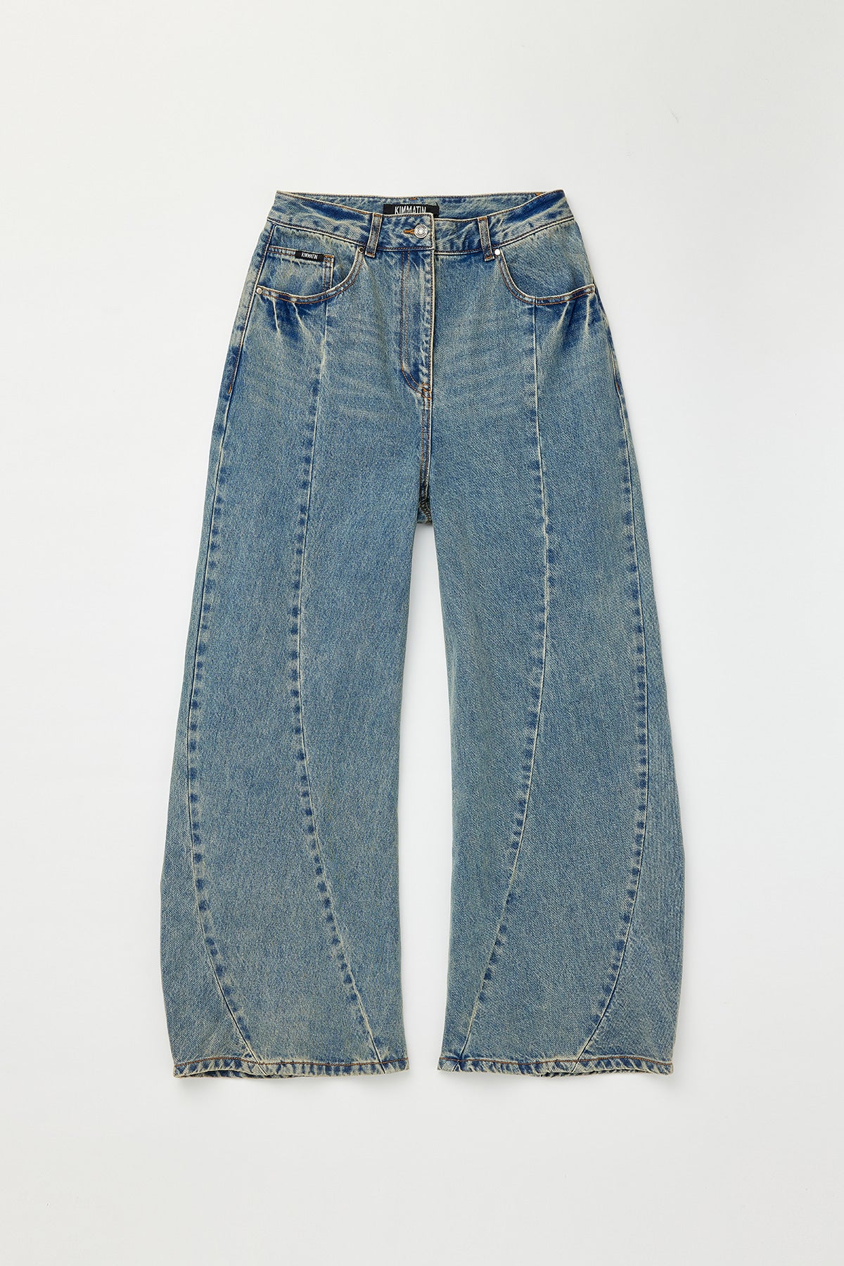 Matinkim Line Point Drapery Denim Pants IN Blue