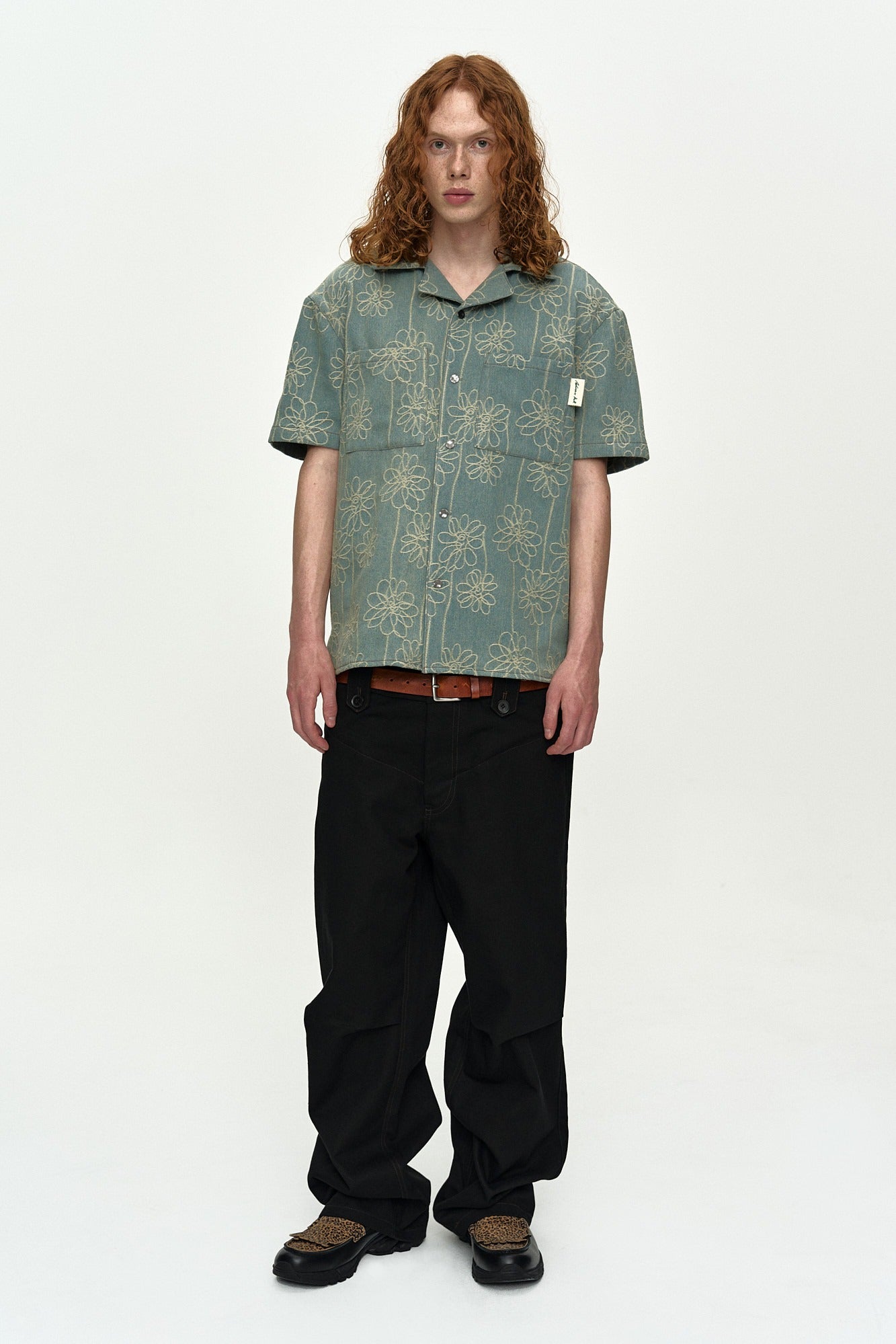 Andersson Bell Flower Embroidery Open Collar Shirt