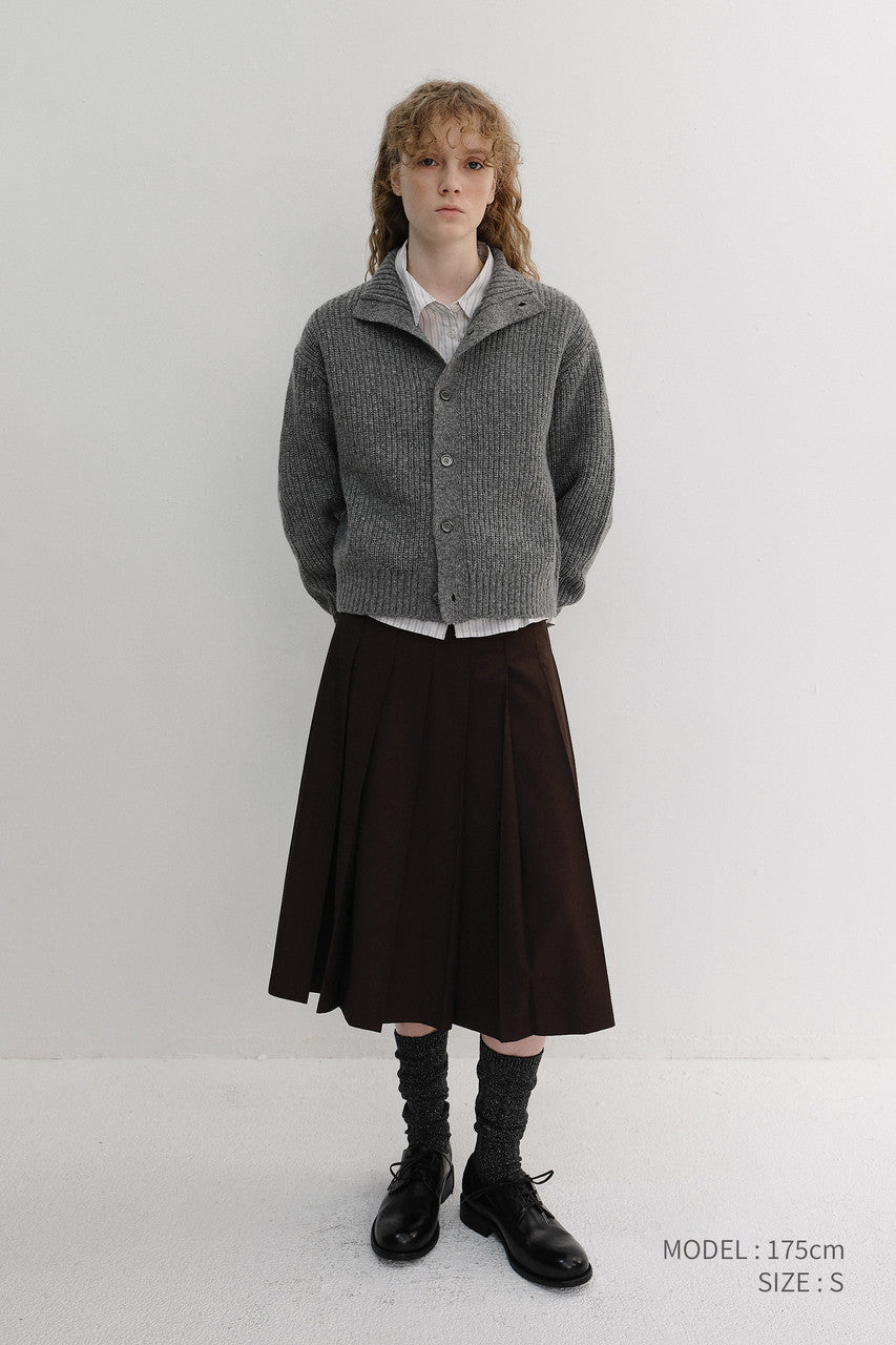 Dunst Unisex High Neck Button Cardigan Melange Grey