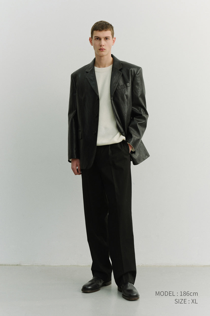 Dunst Unisex 3 Button Leather Blazer Black