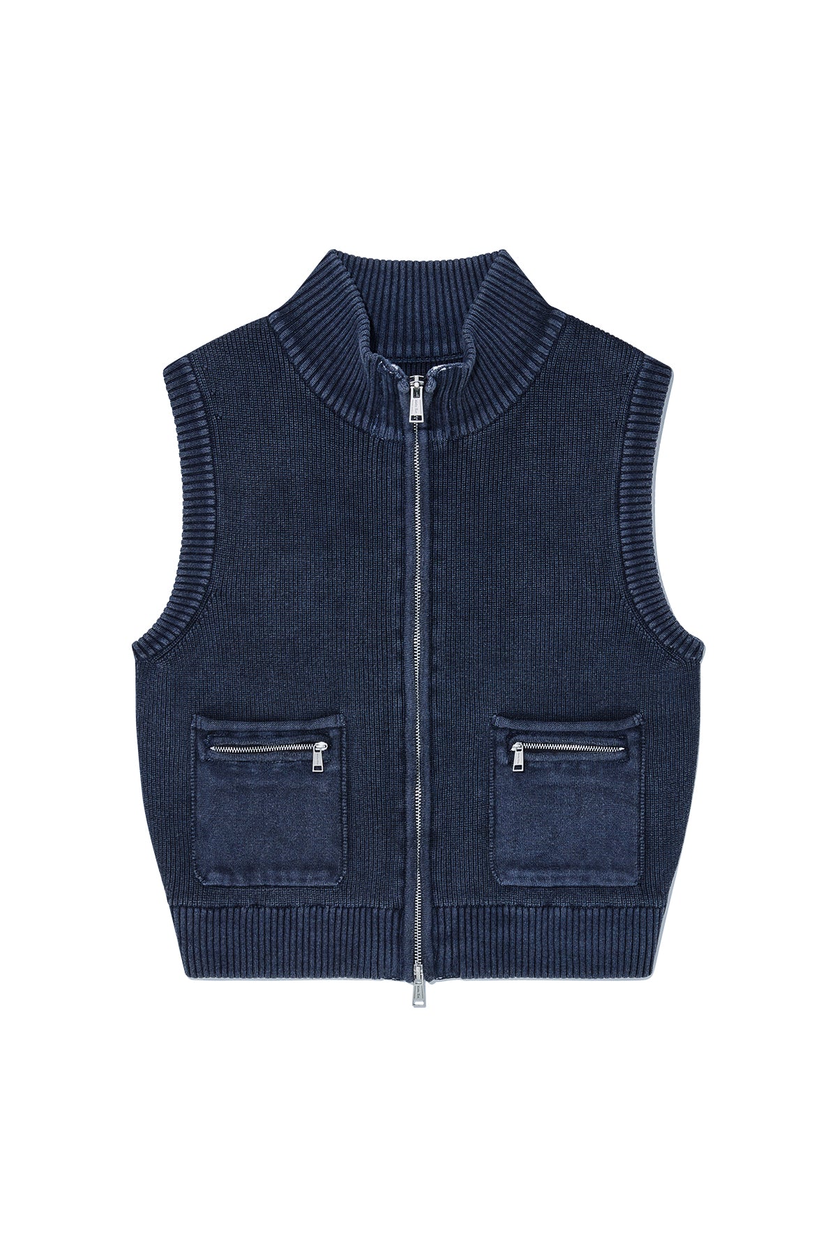 Matinkim Logo Point Washed Knit Vest For Women IN Navy