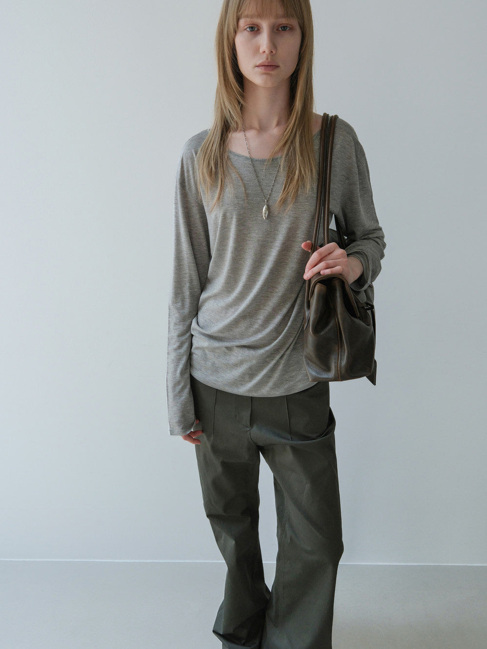 [Low Classic] Sheer Long Sleeve T-Shirt_Melange Grey