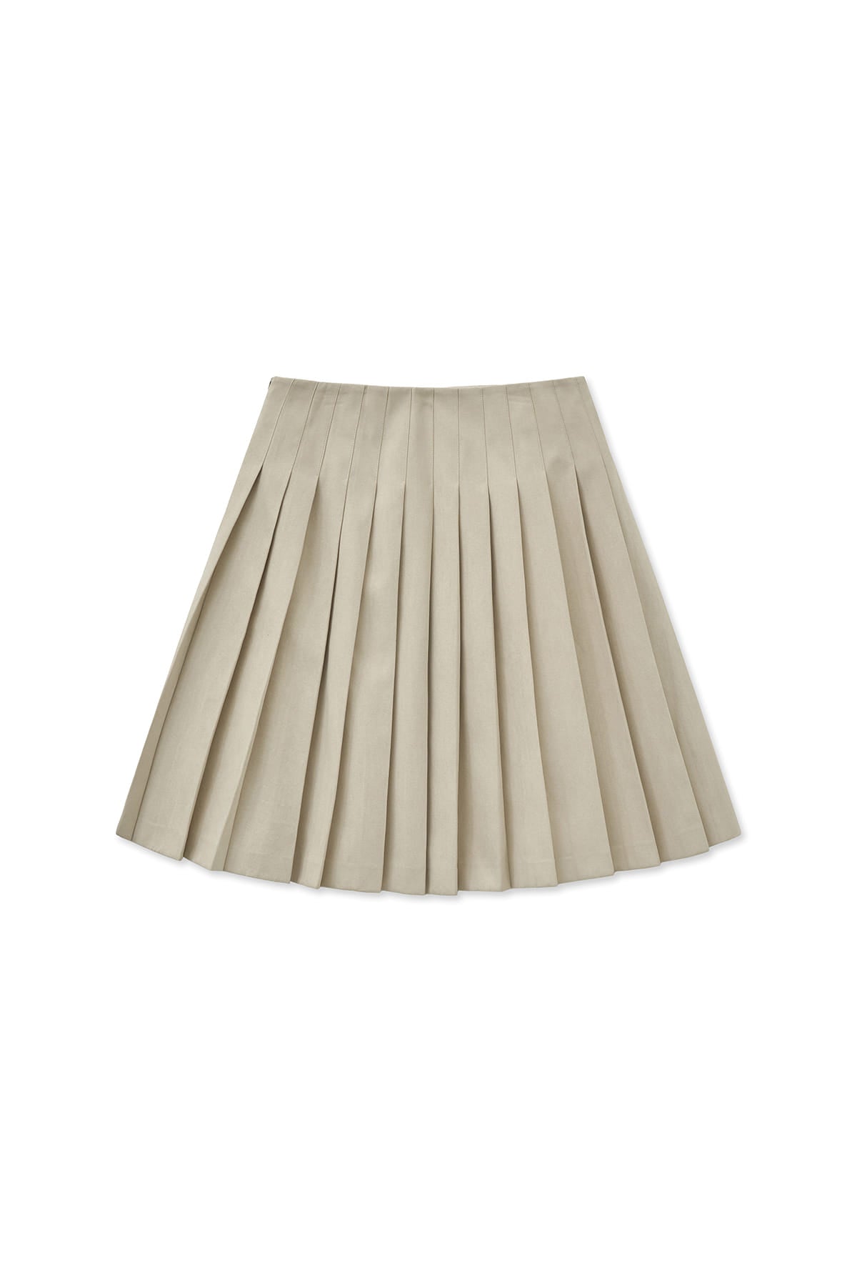[matinkim] SIDE ZIPPER PLEATS MIDI SKIRT IN LIGHT BEIGE