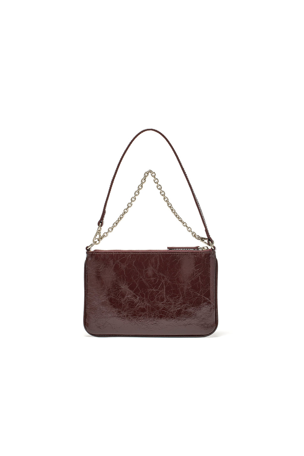 [matinkim] GLOSSY LEATHER MICRO BAG IN BURGUNDY