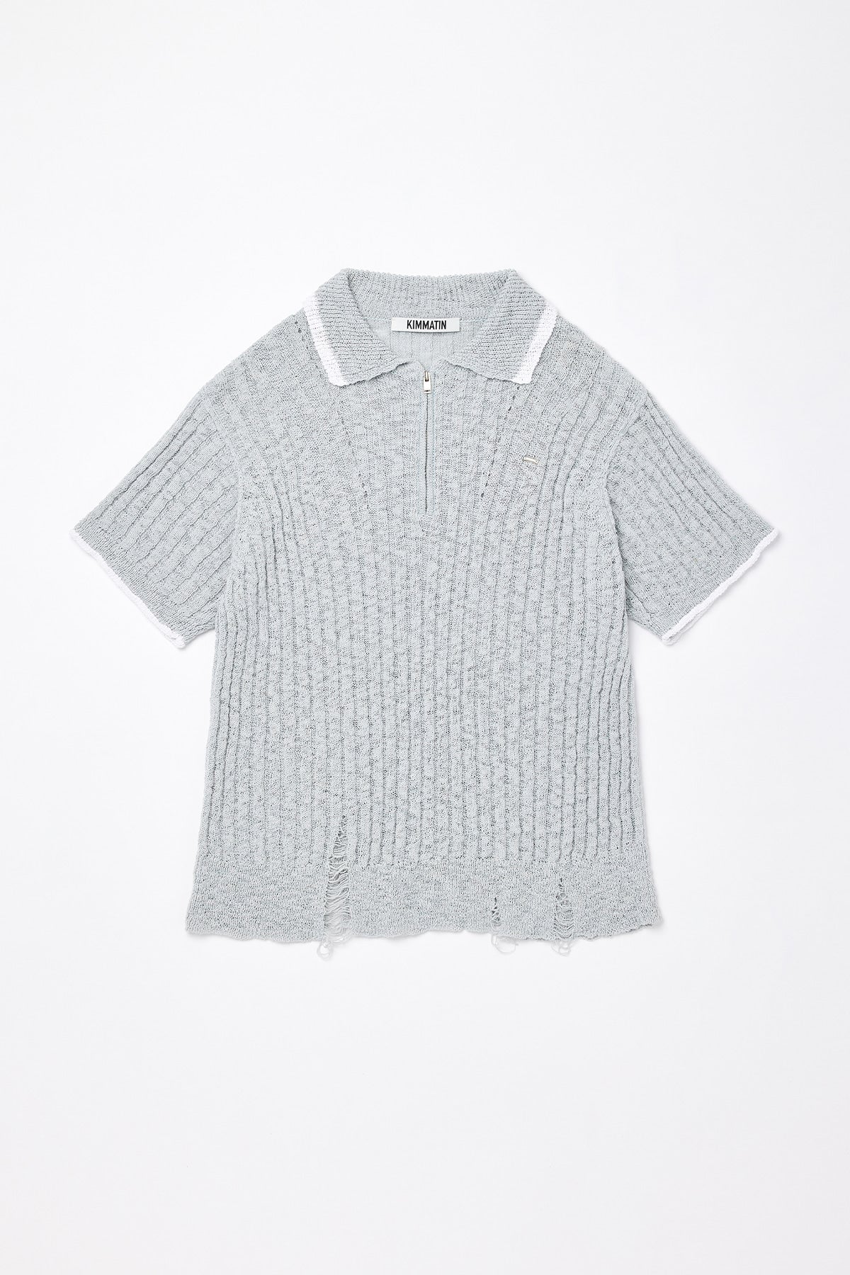 Matinkim Matin Kim Half Zip UP Slub Pique Knit Top IN Mint
