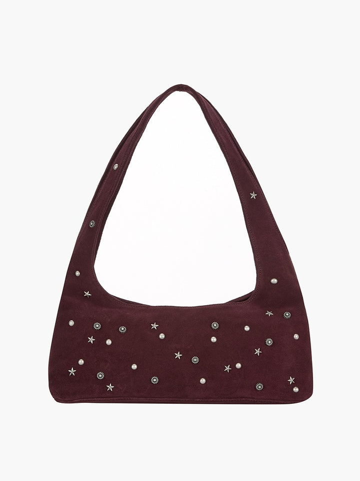 Margesherwood Halter Hobo wine studded suede