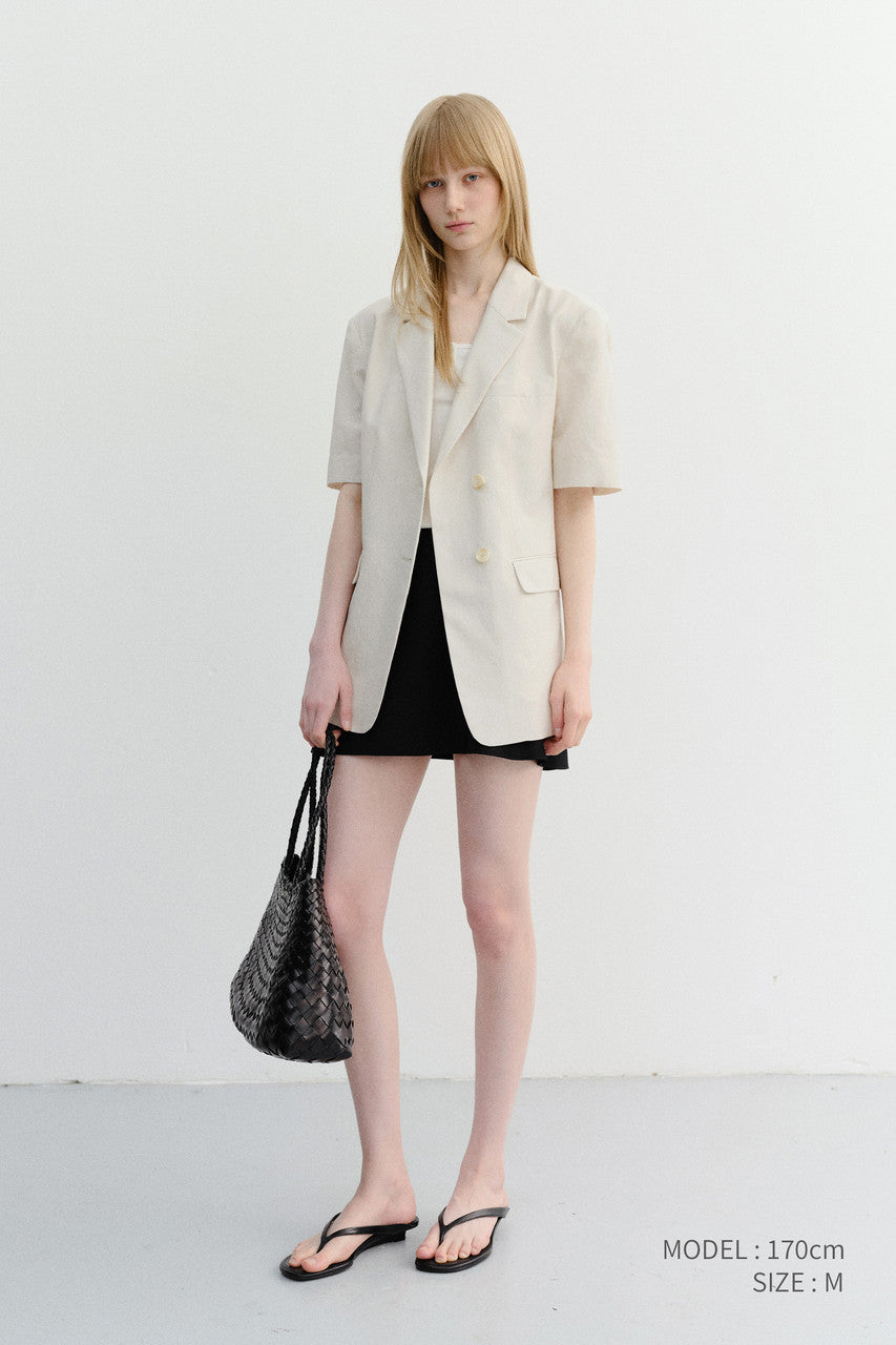 Dunst Half Sleeve Belted Linen Jacket Cream