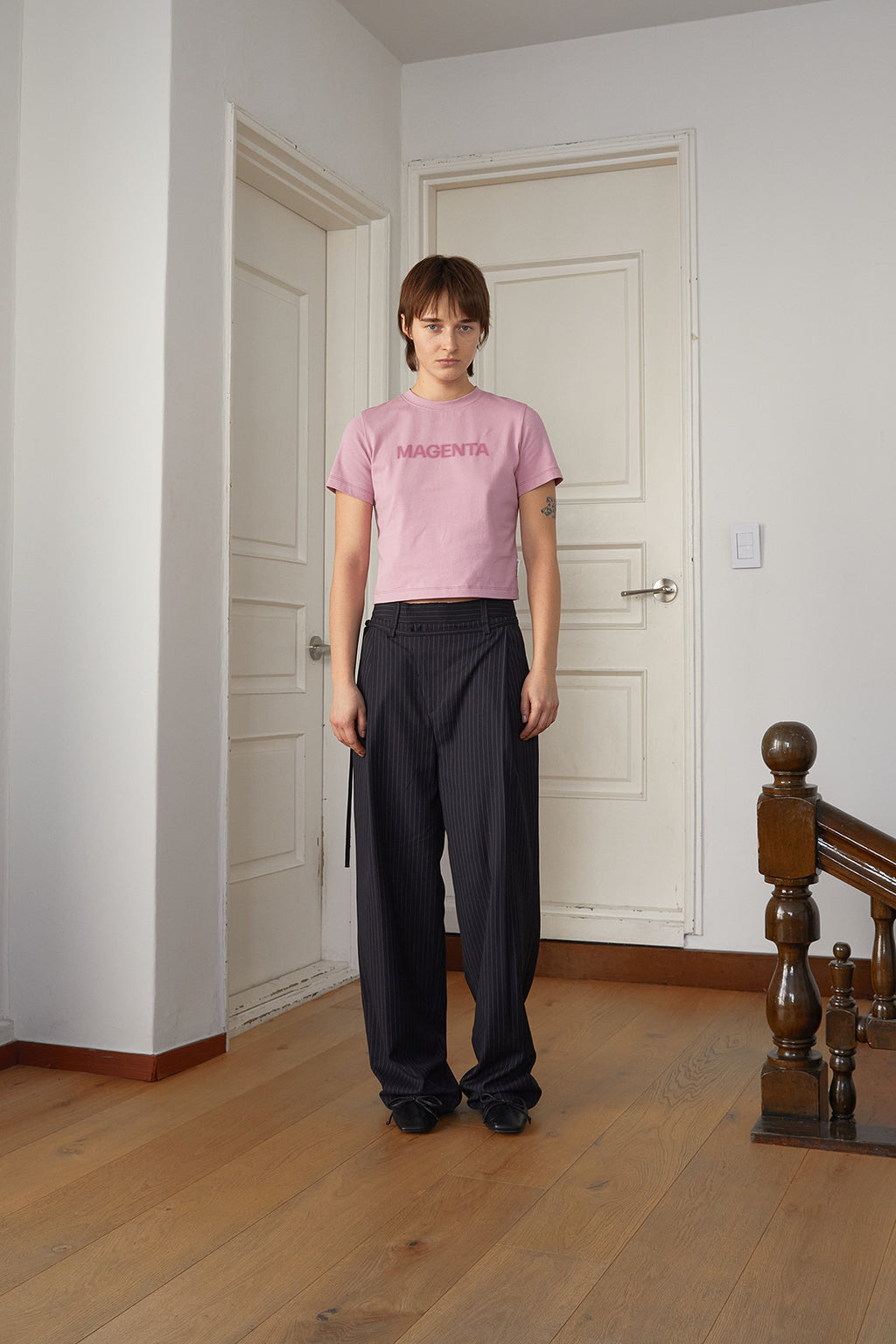 [matinkim] COLOR NAME PRINTING TOP IN PINK