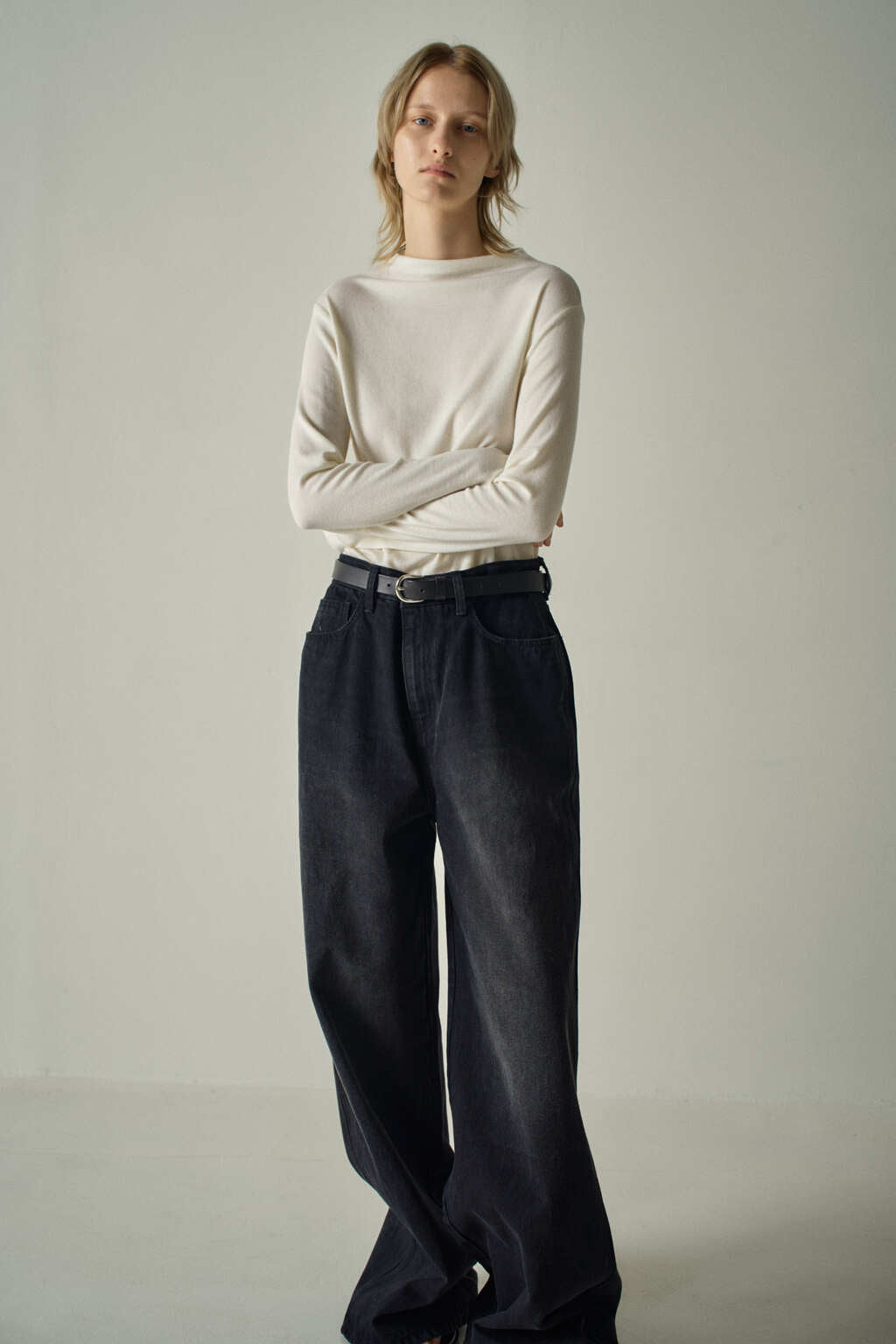 Facade Pattern Wool Half-Neck Top