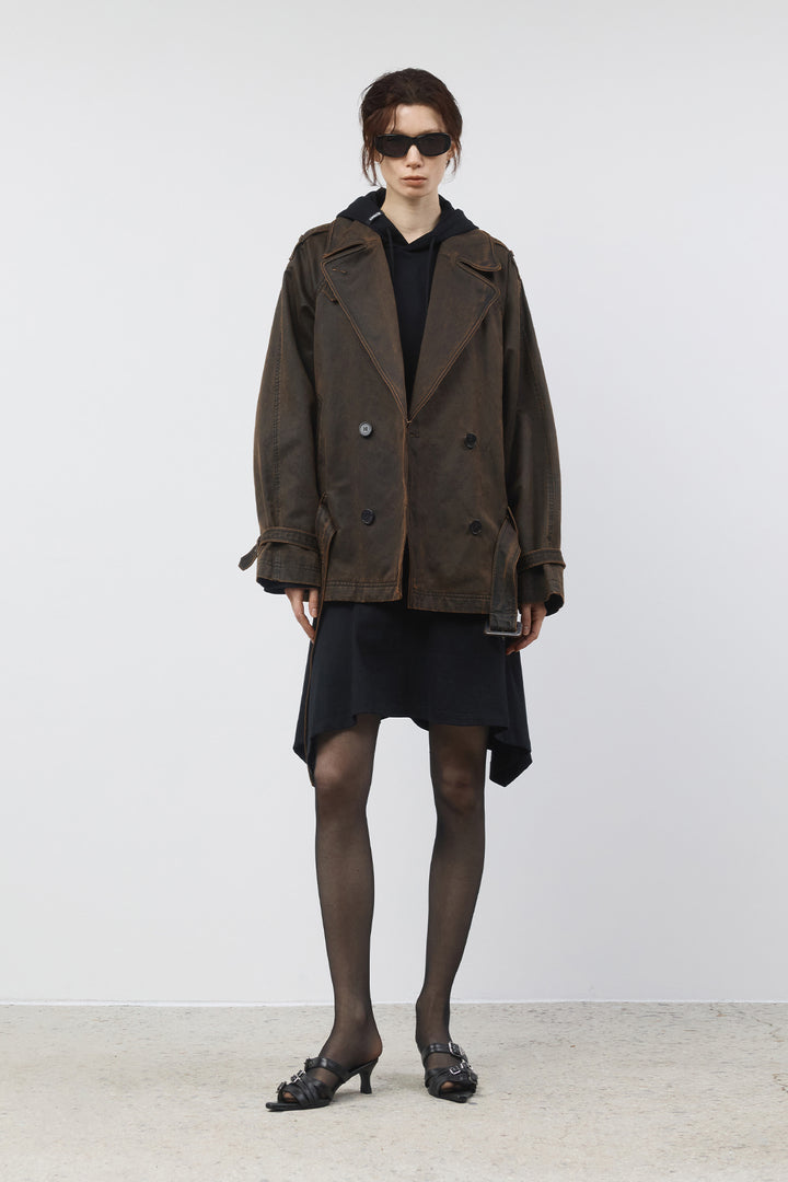 Matinkim Washed Trench Jacket IN Brown