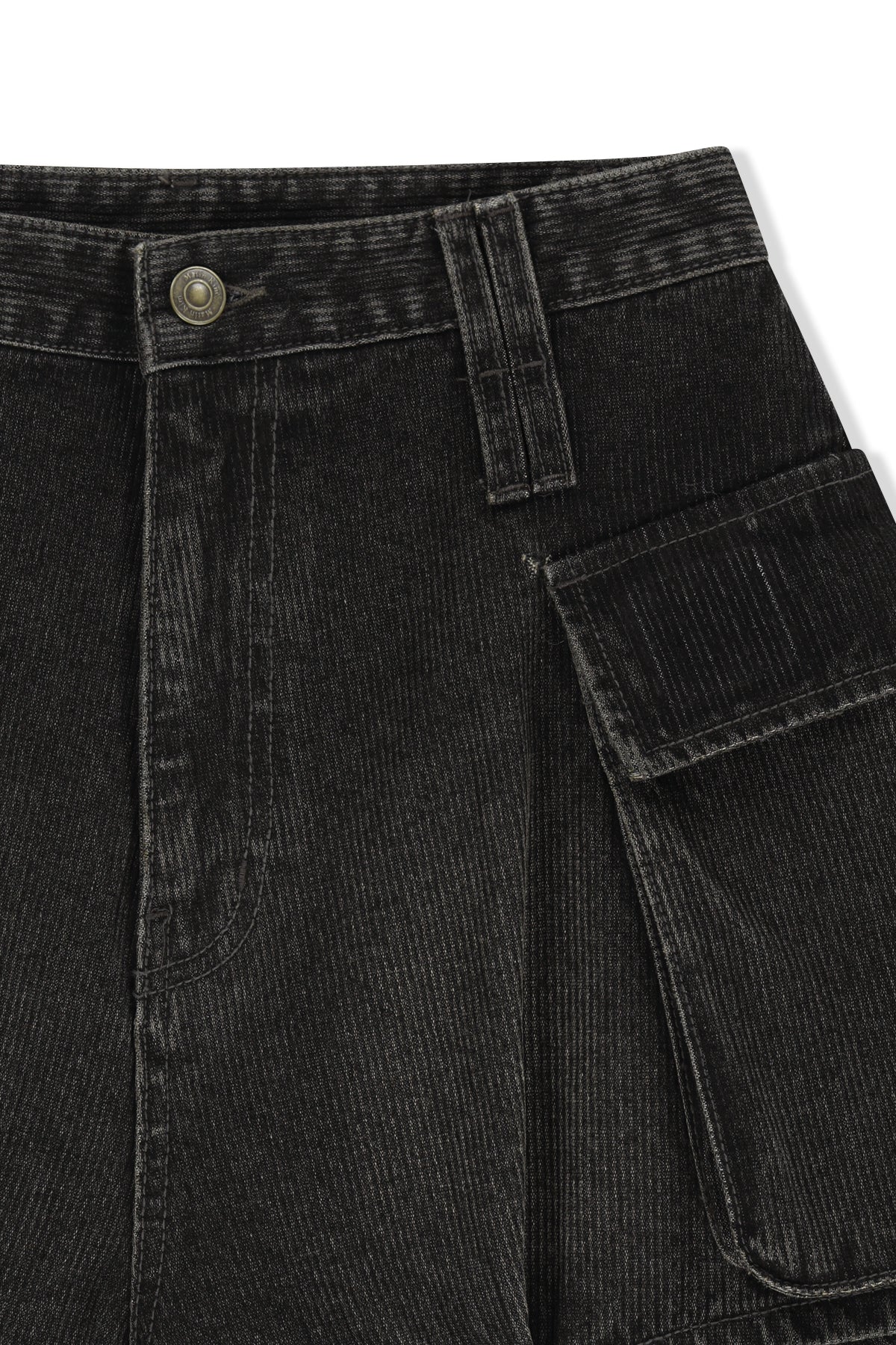 Matinkim Washed Rib Denim Balloon Shorts IN Dark Grey