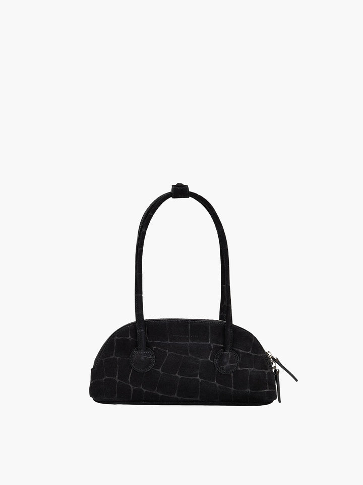 Margesherwood Bessette Shoulder black croc-effect suede
