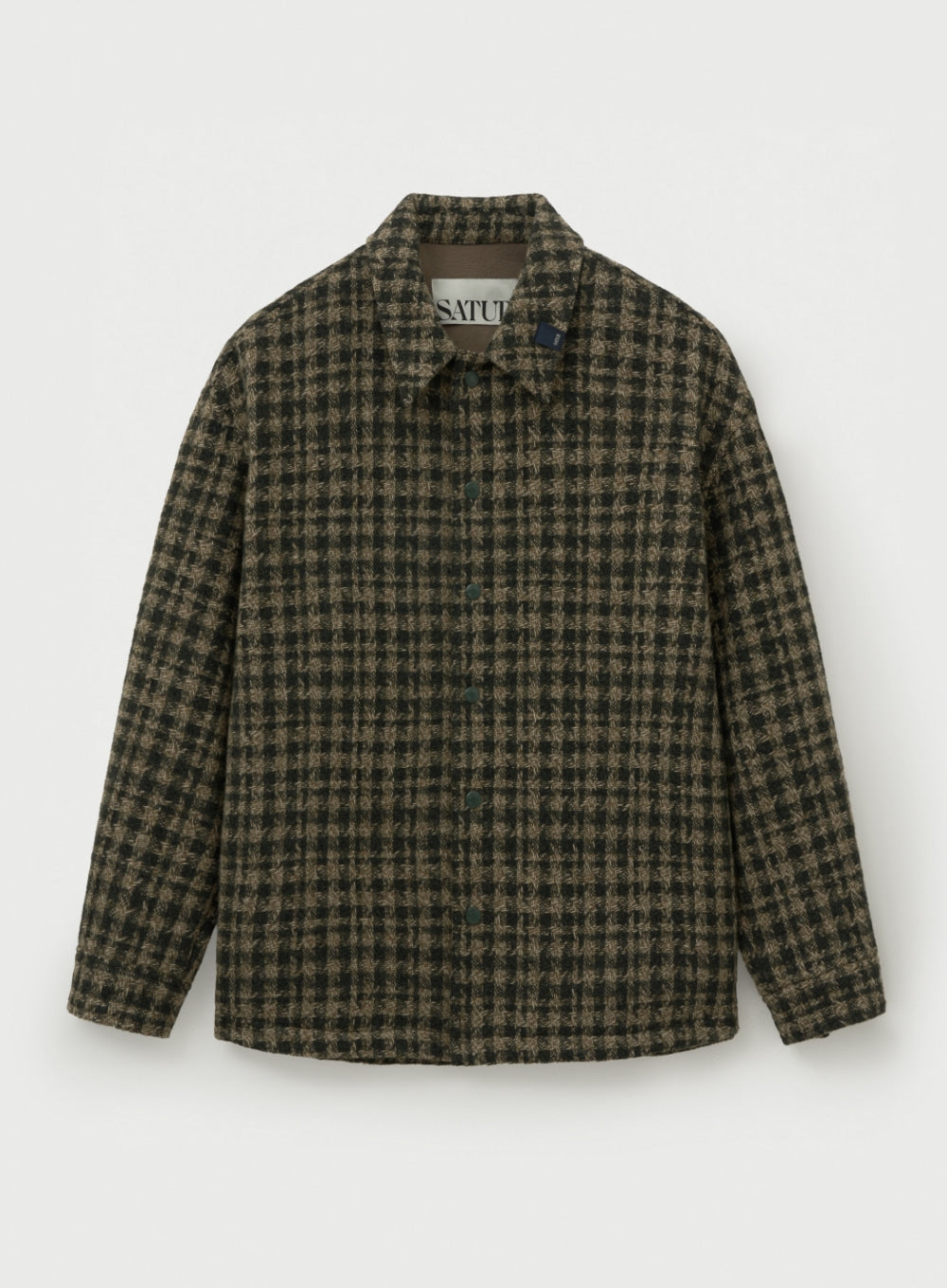 [satur] Check Fleece Shirt Jacket - Khaki