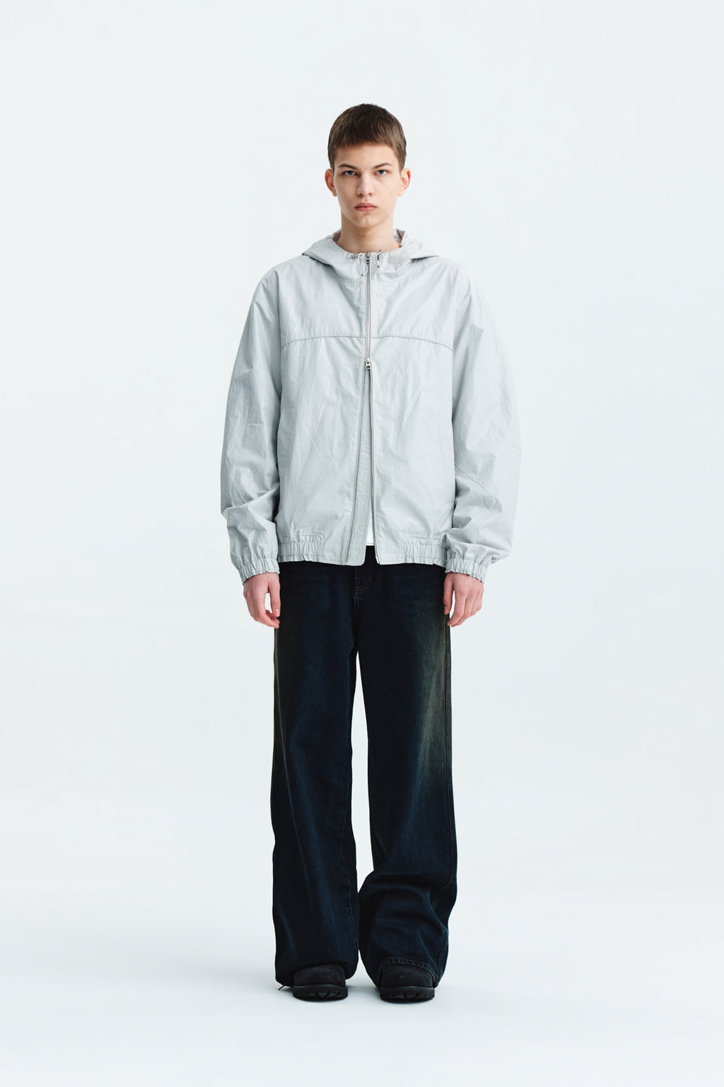 [matinkim] SIDE BRUSH WASHED DENIM PANTS FOR MEN IN NAVY