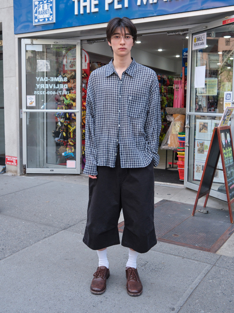 Low Classic Oversized Lc Sheer Checked Shirt Navy