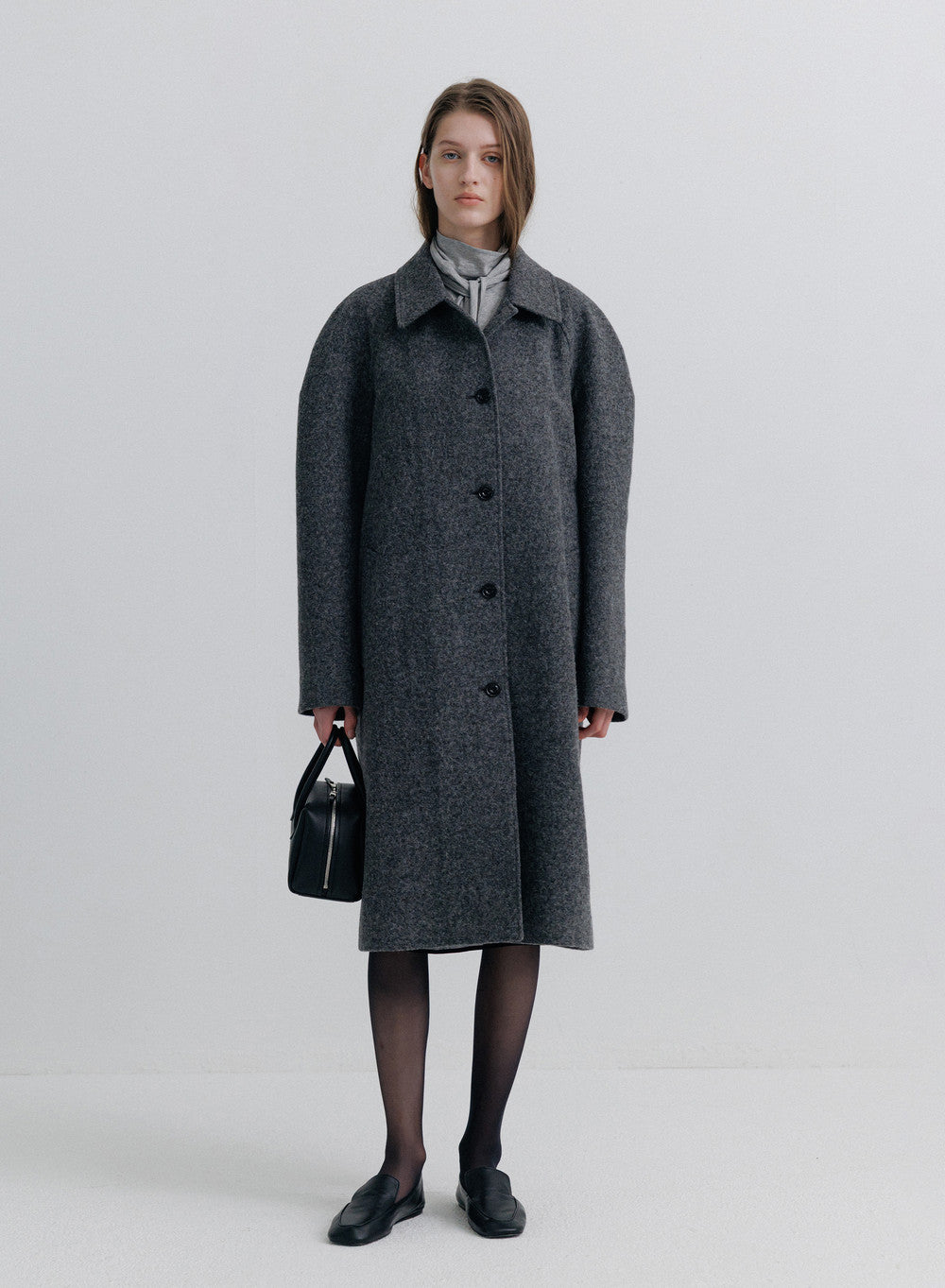 Kindersalmon Liv Pure Wool Coat Charcoal (British Wool Moon)