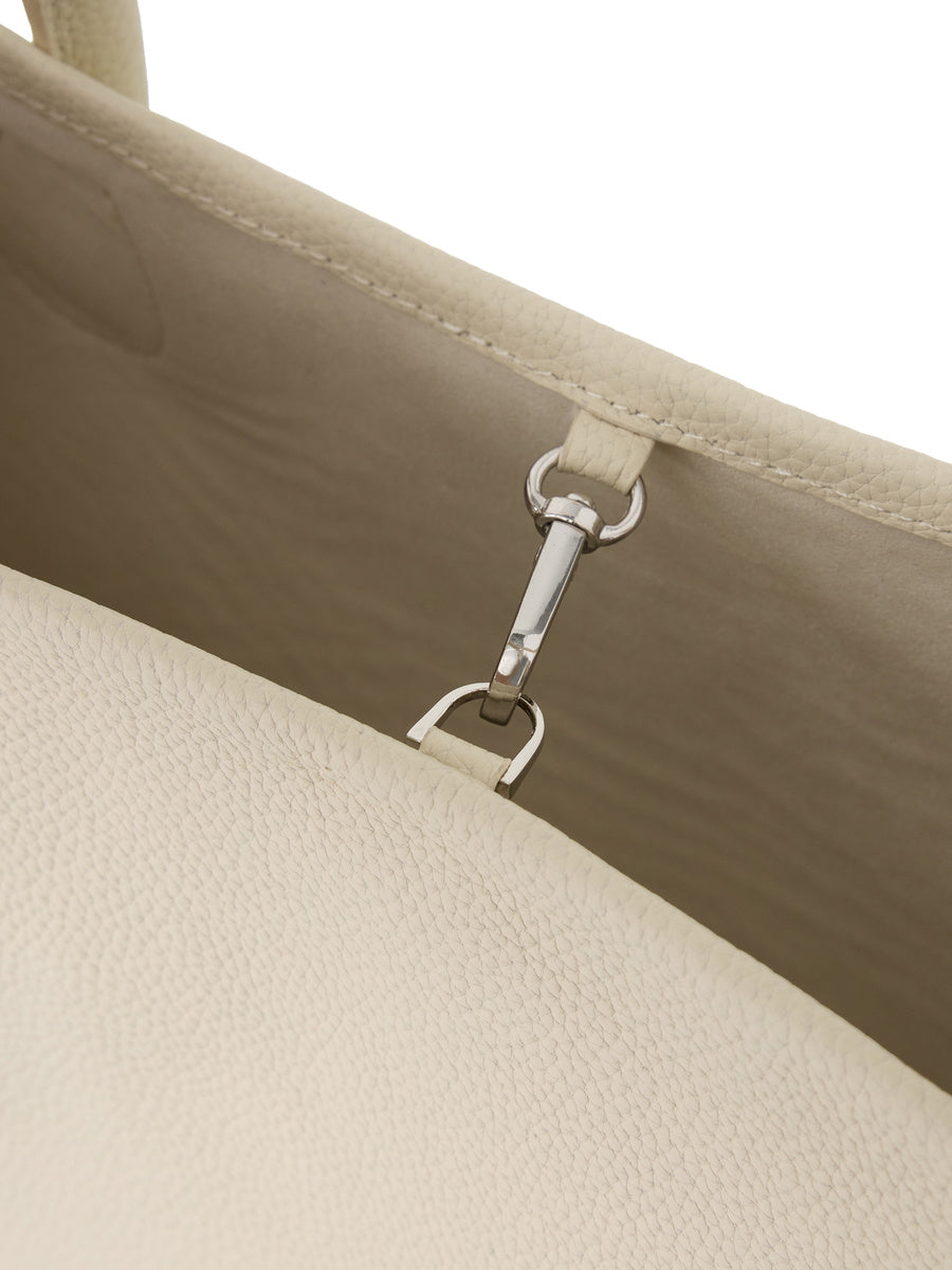 GLOWNY Half Moon Leather Tote Bag (Ivory)